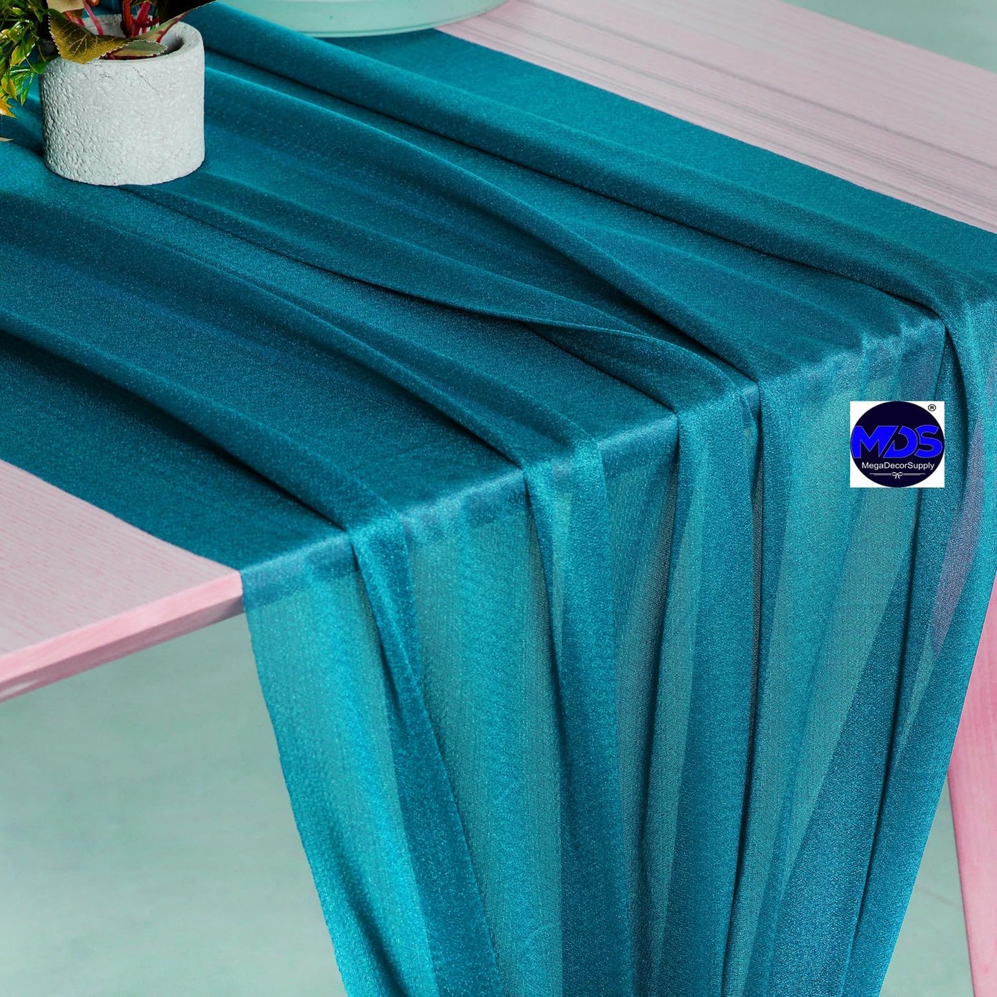 MDS 20 Pack 10ft Chiffon Table Runner 29 x 120 Inches Sheer Wedding Runner Romantic Rustic Table Runner for Wedding Decorations, Birthday Parties, Bridal Shower Party Arch Decor - Dark Teal