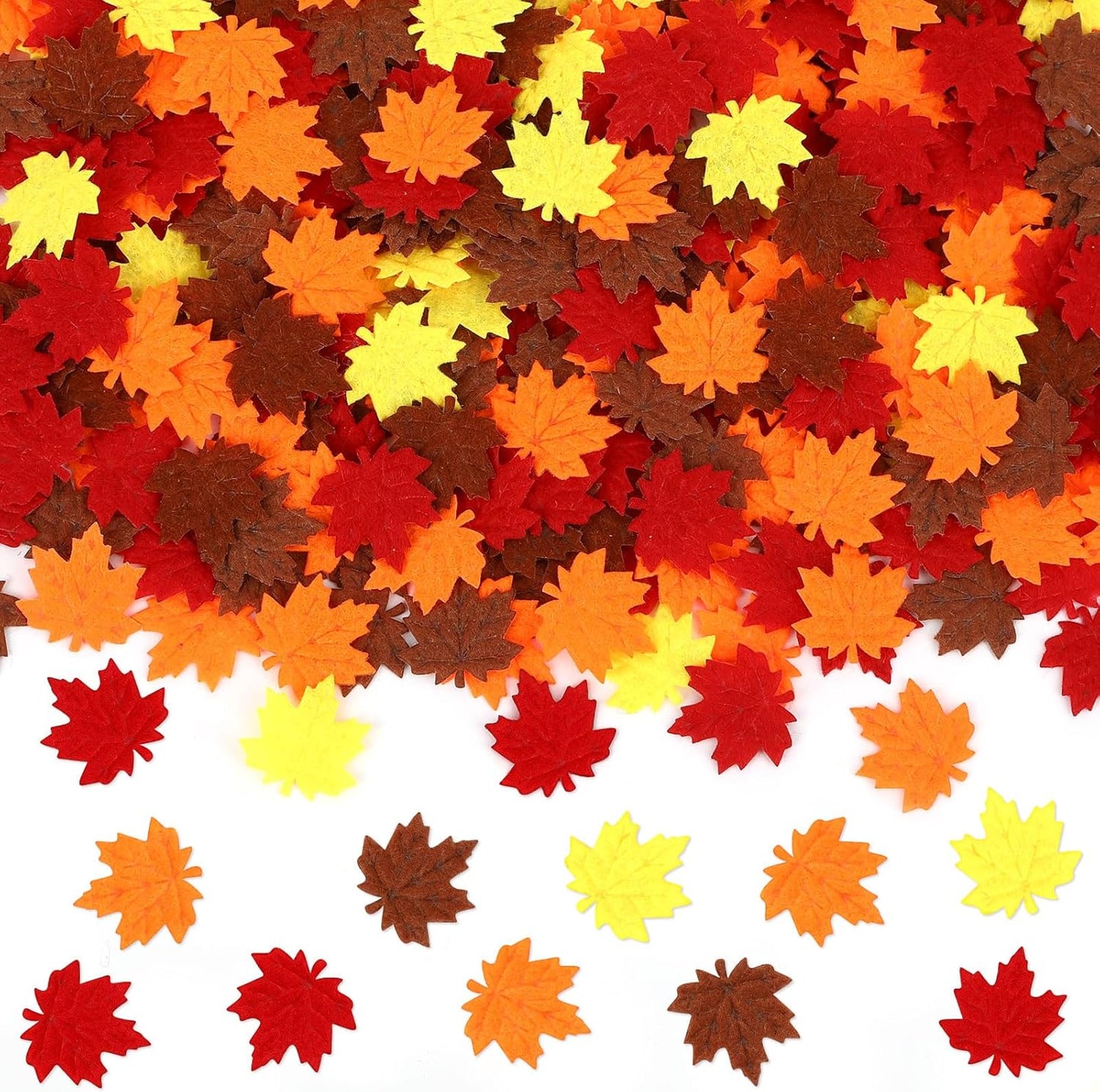 MARFOREVER Fall Felt Maple Leaf Confetti, 500Pcs Thanksgiving Leaves Confetti Decorations Mixed Autumn Table Scatter Sprinkles Centerpiece for Fall Art Crafts Supplies Thanksgiving Party Accessories