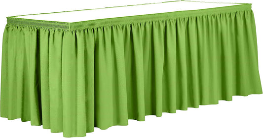 Ultimate Textile Pleat Polyester Fabric Table Skirt - Machine Washable Flame Resistant with Clips for Events, Weddings & Trade Shows, Cut & Sewn in Paterson, NJ - Lime, 17' Shirred Pleat