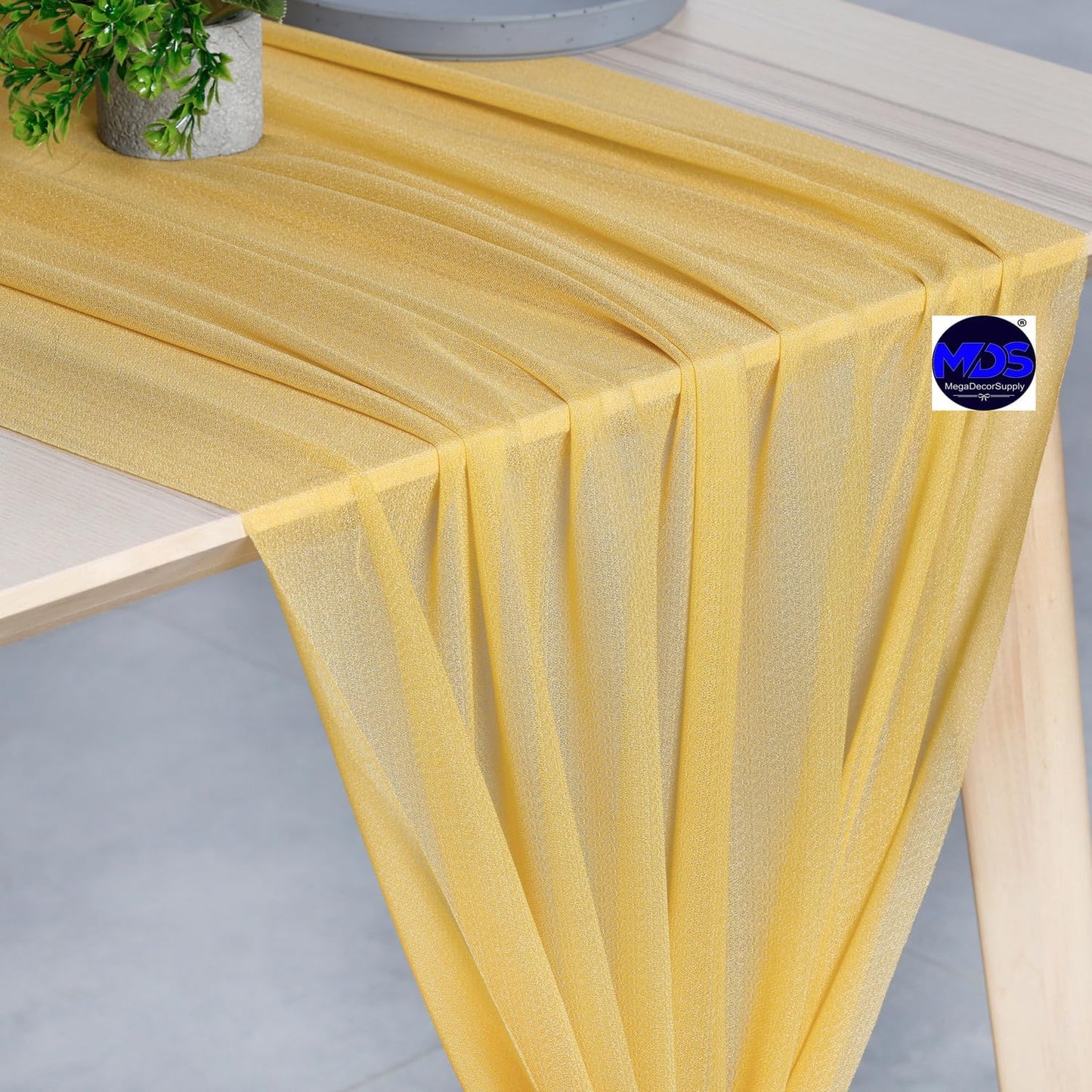 MDS Halloween Chiffon Table Runner - 15 Pack, 29 x 170 Inches, 14ft Each - Sheer Spooky Table Runners for Haunted House Parties, Trick-or-Treat Tables, Witchy Décor, Wedding & Events - Gold