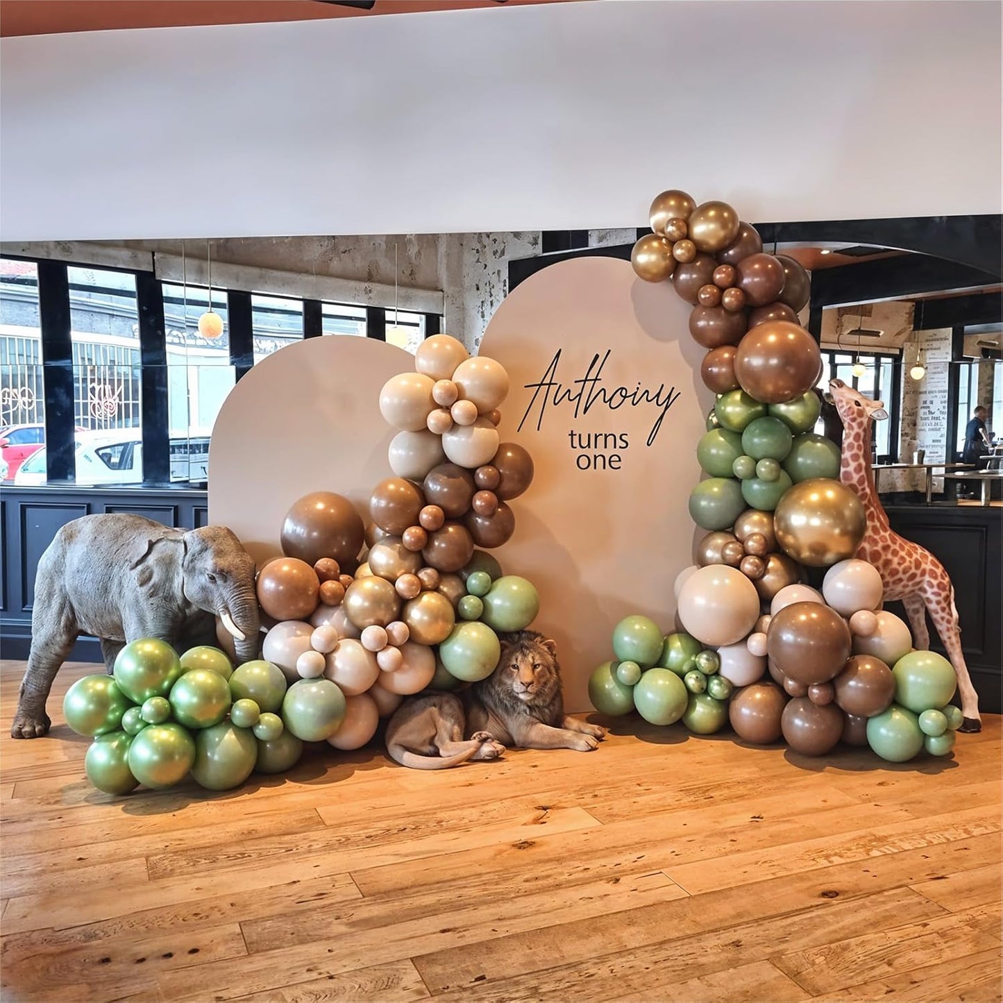 Sage Green Brown Safari Balloons, 60PCS Dusty Olive Green Coffee Beige Metallic Gold Eucalyptus Latex Balloon, Camo Army Hunting Balloons for Woodland Baby Shower Birthday Party Decorations Supplies