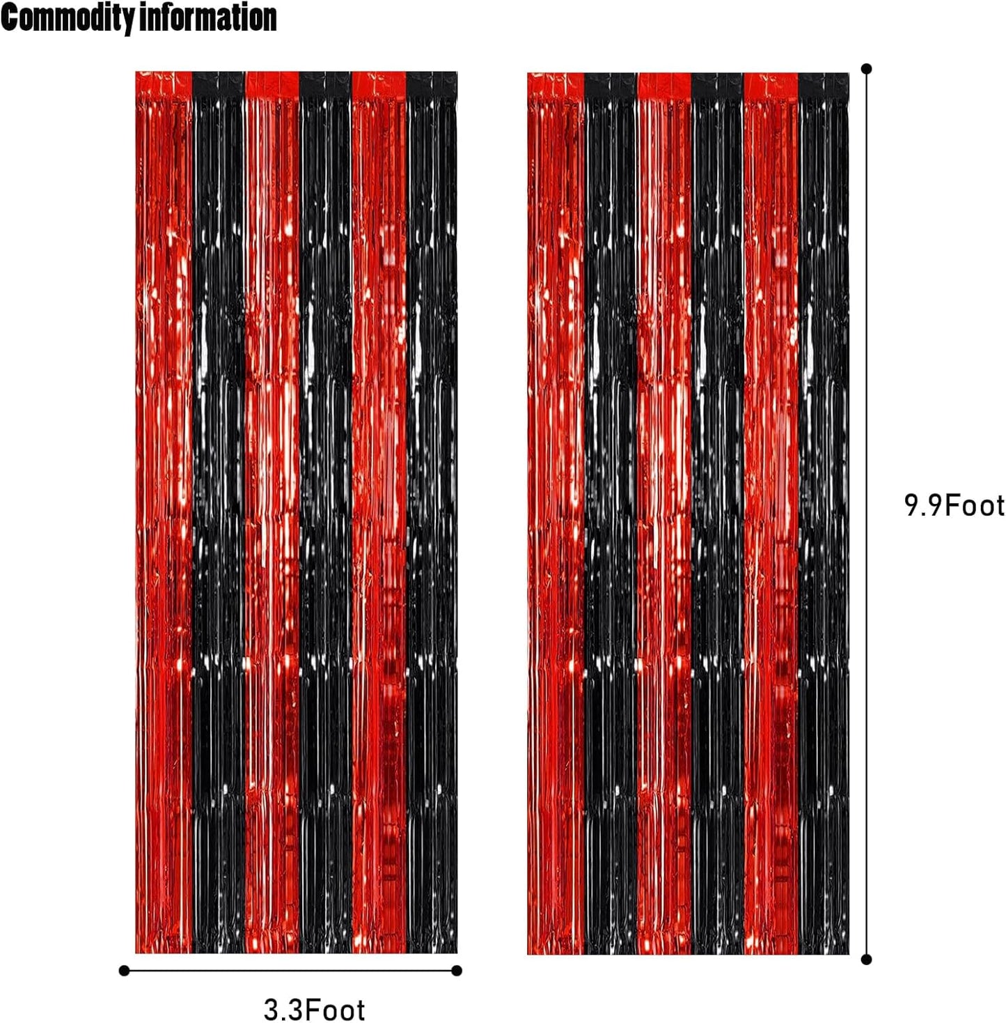 CANREVEL 2 Pack 3.3x8.2 Feet Black and Red Foil Fringe Backdrop Curtains, Tinsel Streamers Birthday Party Decorations, Fringe Backdrop for Graduation, Sneaker Ball, Casino Theme Party