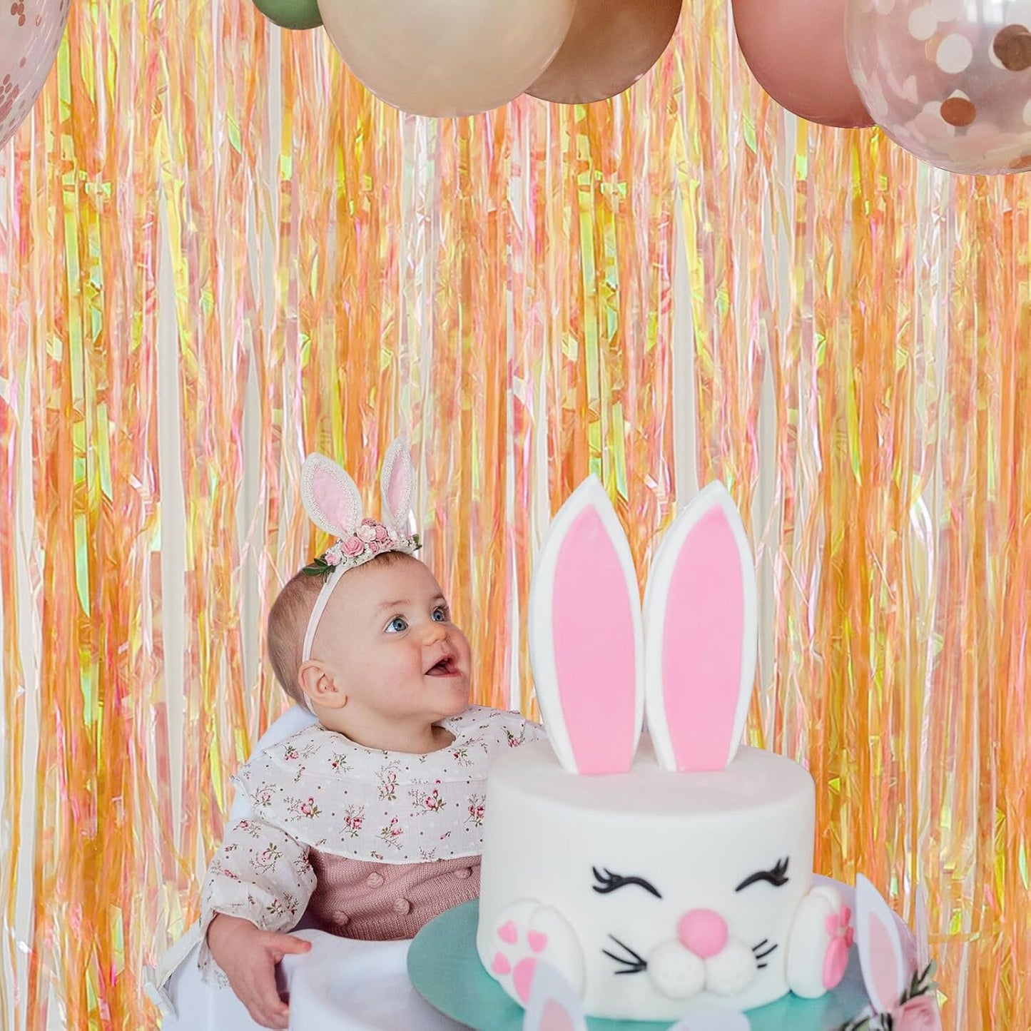 CANREVEL 2 Pack 3.2x6.5 Feet Iridescent Foil Fringe Backdrop Curtains, Clear Yellow Tinsel Photo Booth Props Streamers Party Decorations for Birthdays, Christmas, Lemon, Smiley Party Decorations