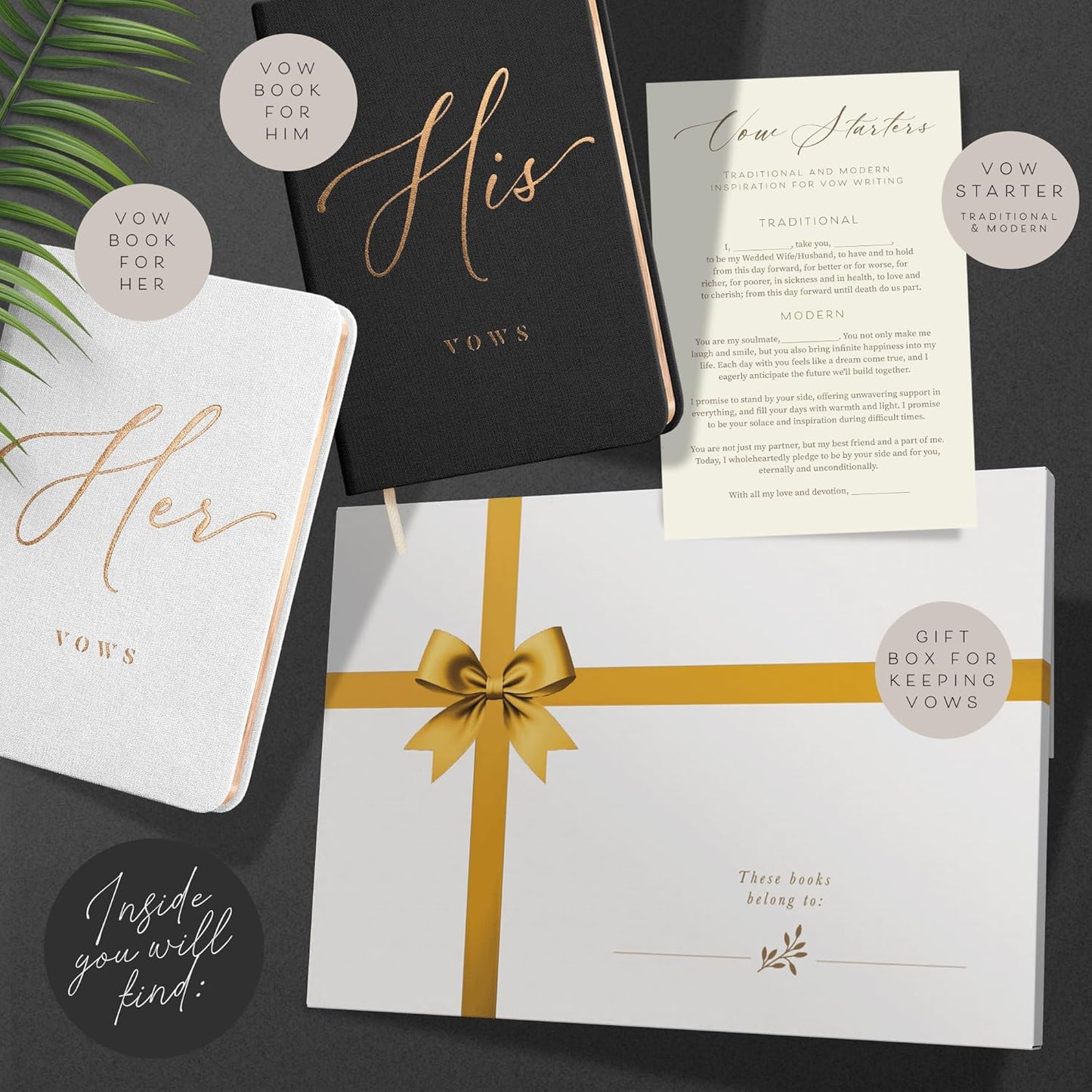 Vow Books His and Hers - Linen Wedding Vow Books Perfect as Bride & Groom Gifts, Wedding Registry Ideas - His & Hers Gifts Wedding Vow Book - Wedding Essentials & Accessories [White & Black]