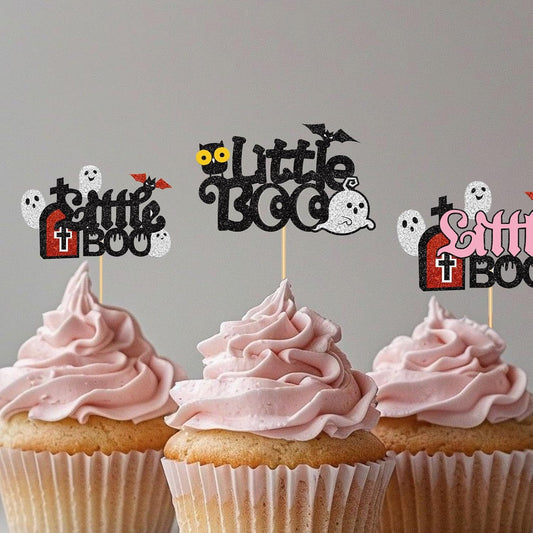 5 Pcs Halloween Cake Toppers Set Cute Ghost Tombstones Cupcake Plugin Ghosts Little Boo Dessert Decorations for Birthday Halloween Party Cake Decoration Supplies