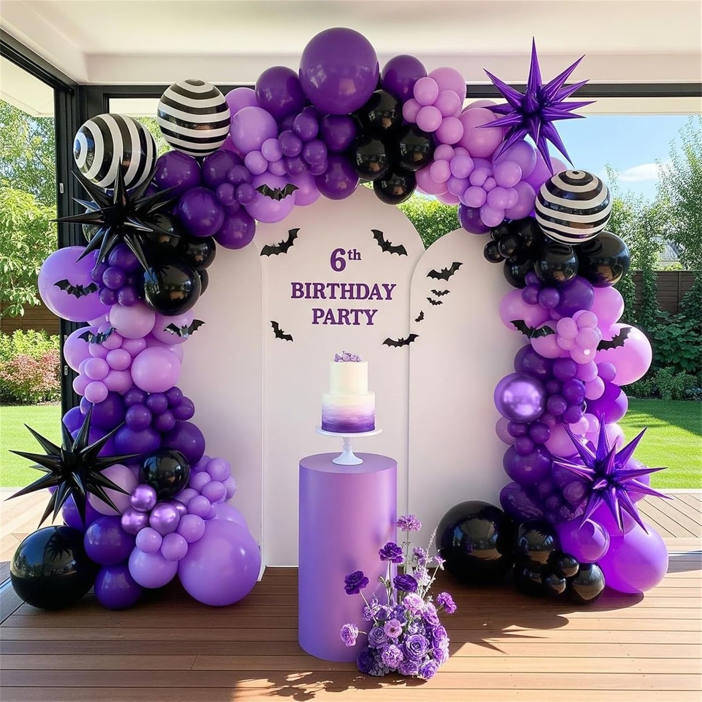 Purple Black Balloons, 12 Inch Dark Purple Light Balloons with Metallic Purple Confetti Latex Balloon Set for Girls Women Halloween Birthday Bridal Shower Wedding Party Decorations Is-02