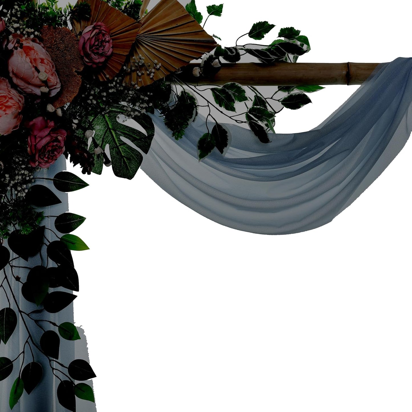 VDS Pack of 2 Panel (30 Inch X 20 Feet) Wedding Arch Draping Fabric Sheer Chiffon Fabric Drapery for Wedding Ceremony Reception Swag Backdrop Canopy Chuppah ARBO Altars Decoration (Dusty Blue)