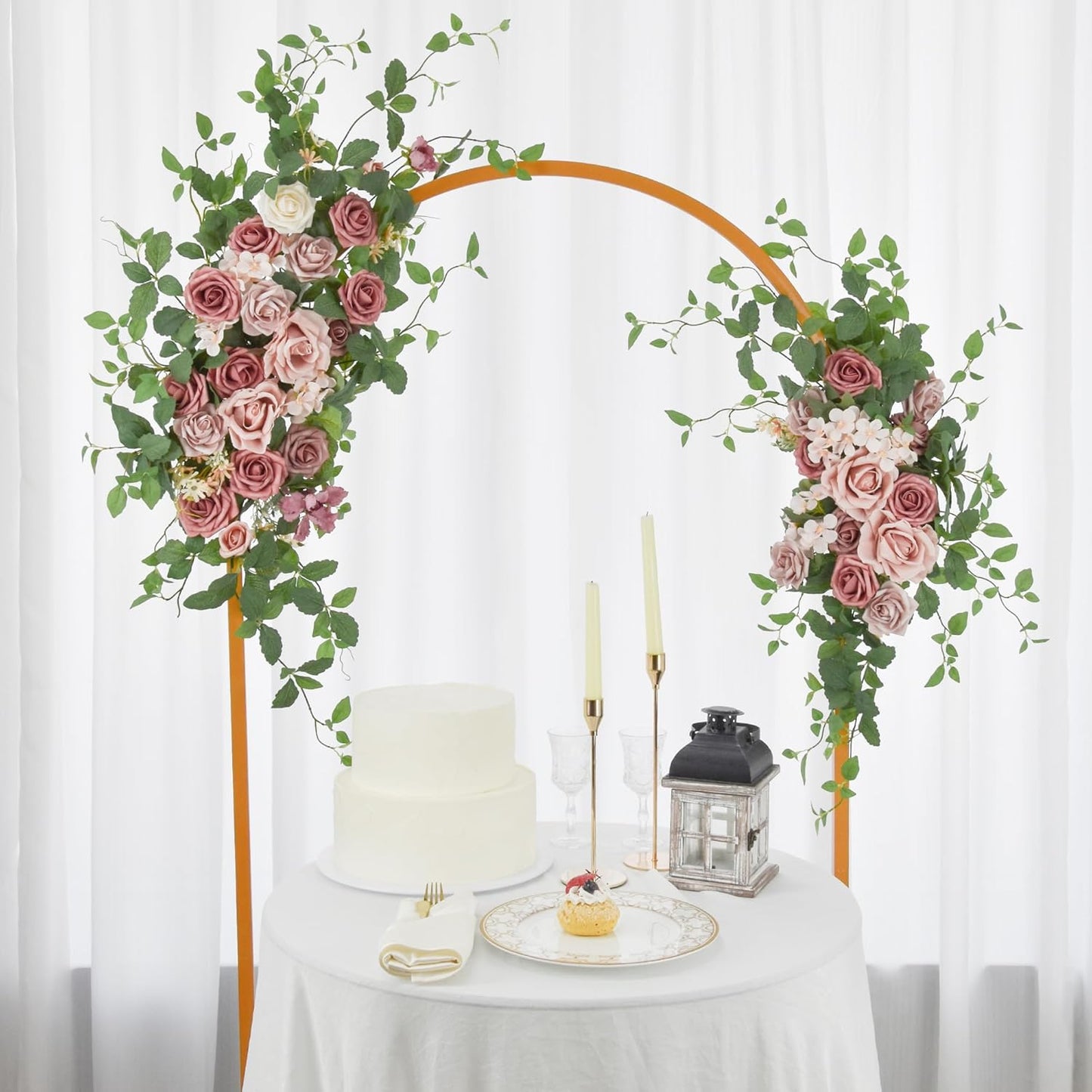 Arch Flower Kit of 2 - Artificial Floral Swag for Wedding Welcome Sign, Reception Ceremony Signs, Chair Decor (Dusty Rose)