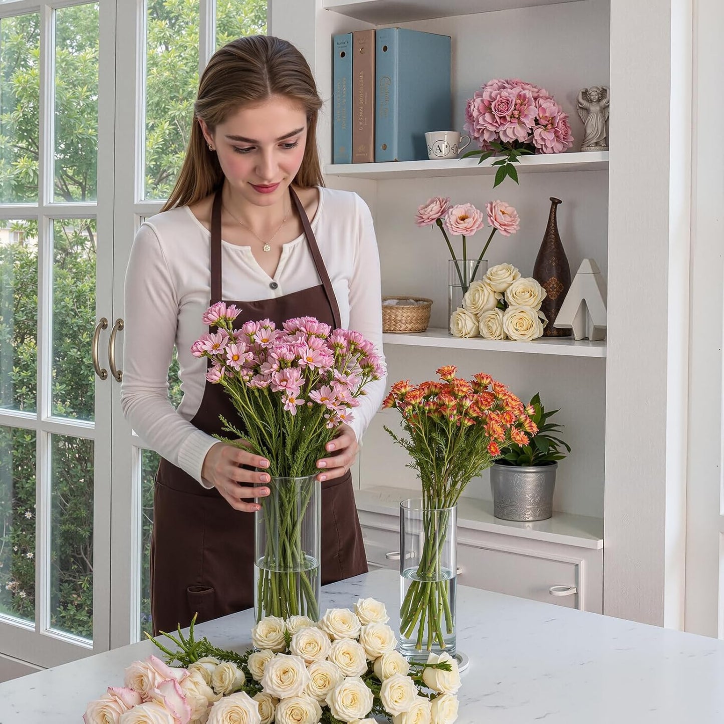 3 PCS Modern Glass Cylinder Vases Set (6/8/10 Inch) – Elegant Bud Vases, Floating Candle Holders & Wedding Centerpiece Displays for Home Decor, Holidays, Housewarming Gifts