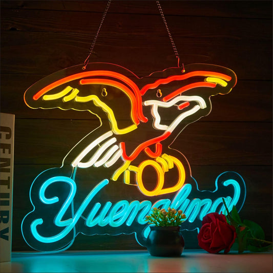 Eagle Neon Sign for Wall Decor,Yuenglin Beer Dimmable Light Up Bar Signs for Man Cave Room Decor Bar Shop Pub Bistro Party Hotel Game Room Decor Gifts, USB Powered