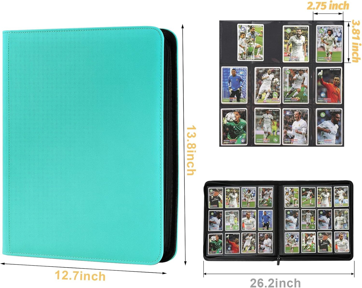 Trading Card Binder 12 Pocket, 720 Pockets Card Binders, Card Collection Binder, Card Album Folder for MTG, TCG, Sports Cards, Game Cards (Lake Blue)