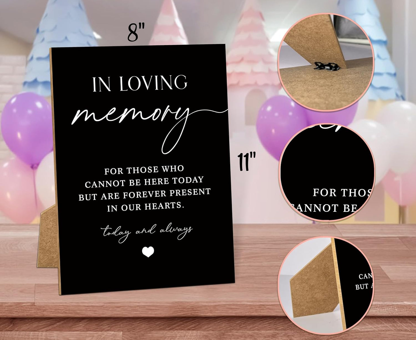 Wedding Memorial Sign, 8x11 Black Minimalist Style Memorial Table Sign for Wedding, In Loving Memory Sign,Wedding Decorations, Wedding Table Decor, Memorial Gifts For Loss of Loved One -8