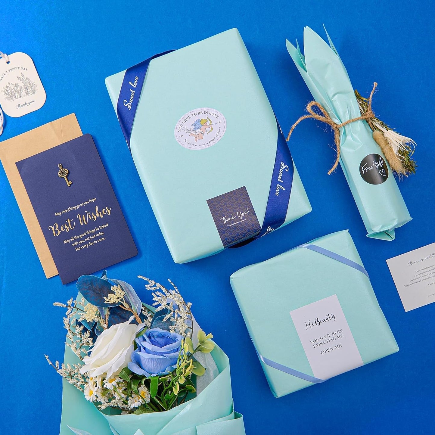 Matte Wrapping Paper Roll - Solid Color Pearly 17.3Inches X 39.4Feet Light Blue Shimmer Gift Wrapping Paper Roll Elegant Lustre Paper for Wedding,Valentine's Day,Birthday, Christmas PAP11LB