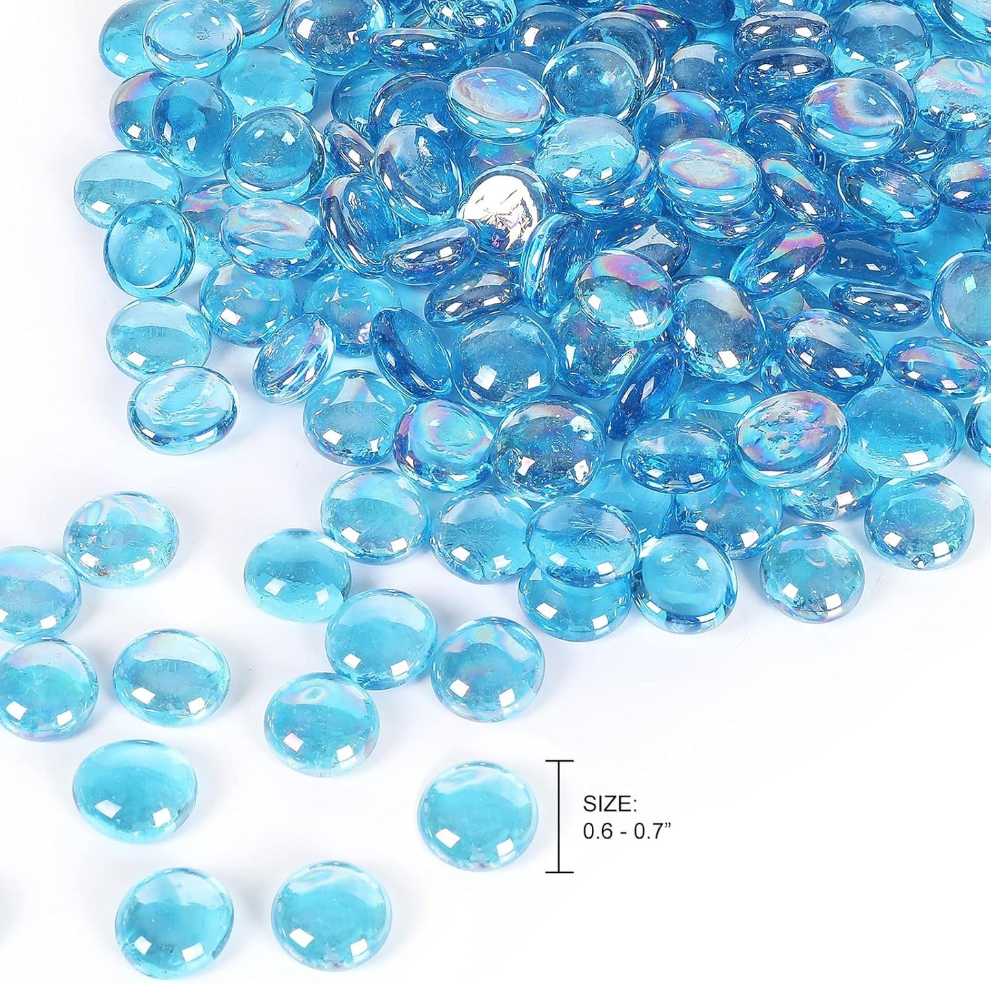 11LB Fire Glass Beads and Marbles for Outdoor Fire Pit and Fireplace, Glass Gemstones for Vase Filler, Aquariums, Hydroponics Plants, Home Decor and Christmas DIY Craft, Turquoise