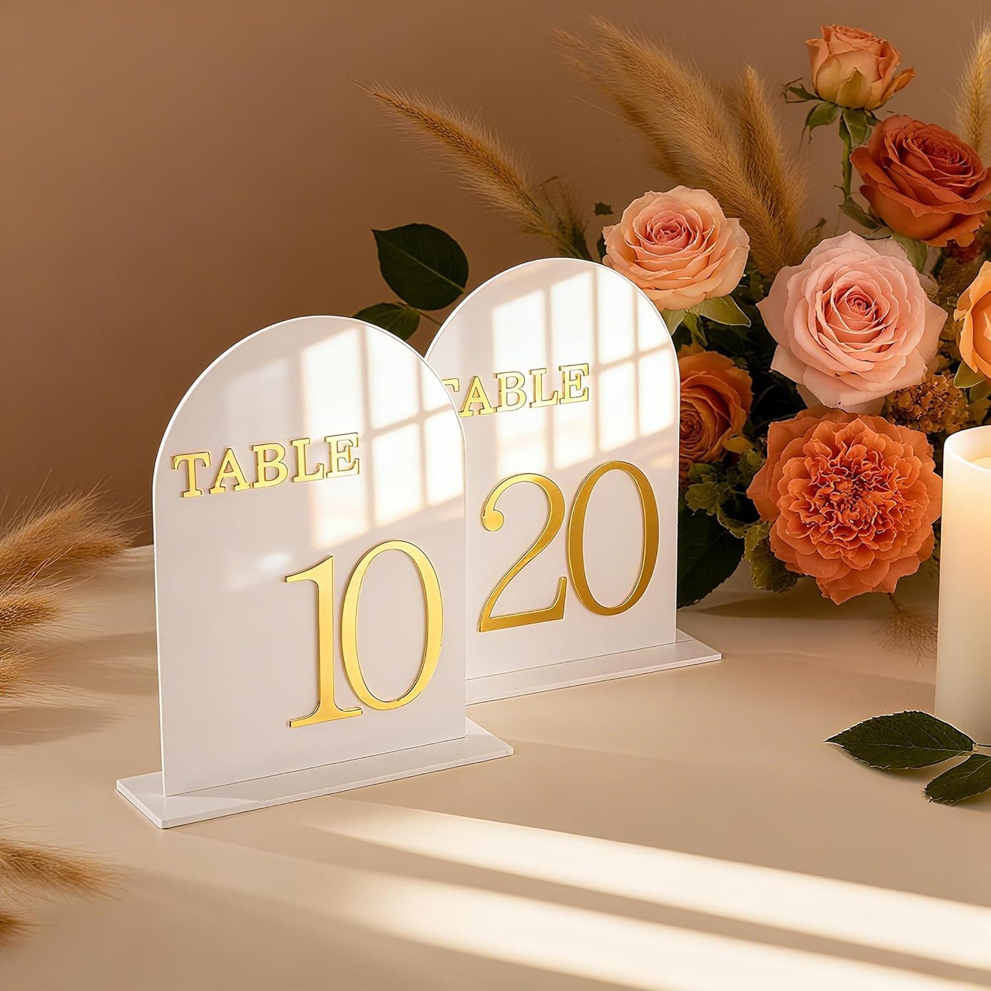 Arch Wedding Table Numbers 1-10 with Stands, 5" X 7" Double Sided Acrylic Wedding Sign Holders, Durable Non-Fading Table Number for Wedding Reception, Events, and Centerpieces
