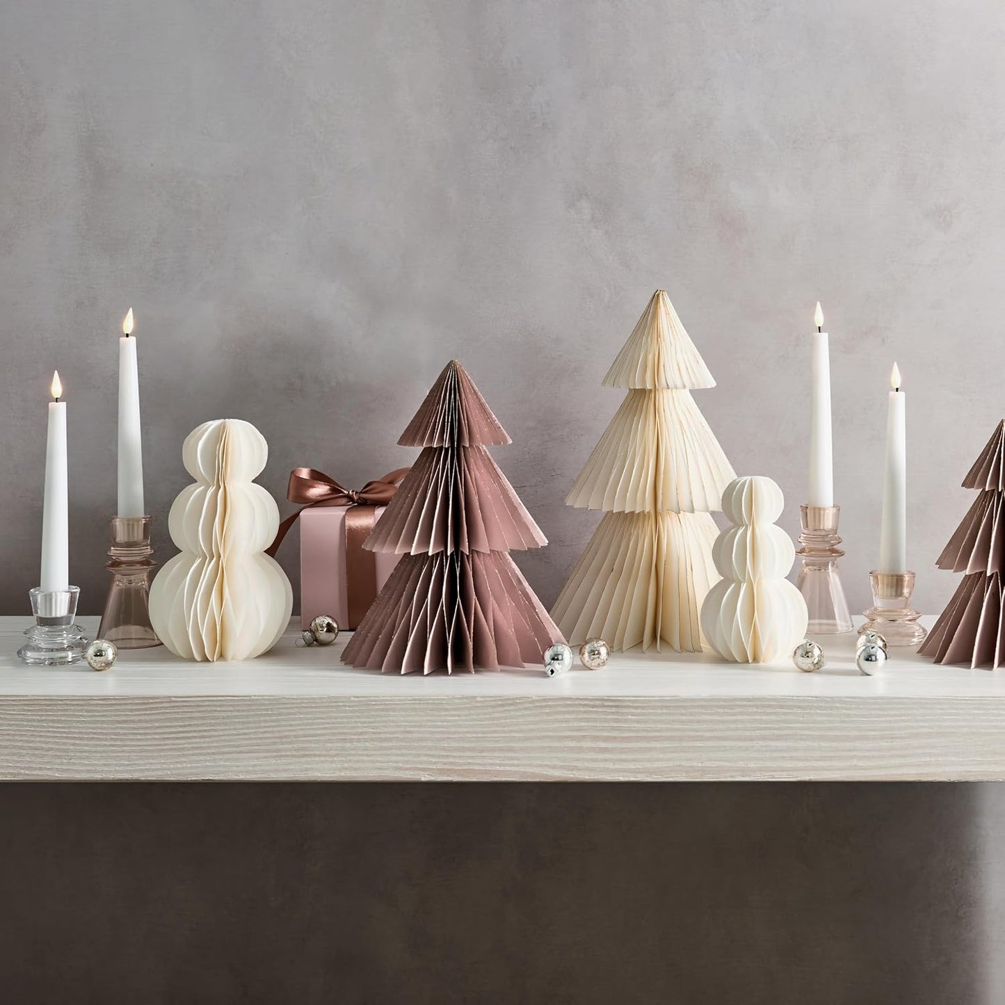 LampLust Pink Tree, 2 Pack Honeycomb Paper Trees 10 & 12 Inch, Pink Decorations, Winter Wonderland & Enchanted Forest Decorations Indoor, Home Table Top Decor, Table Centerpieces