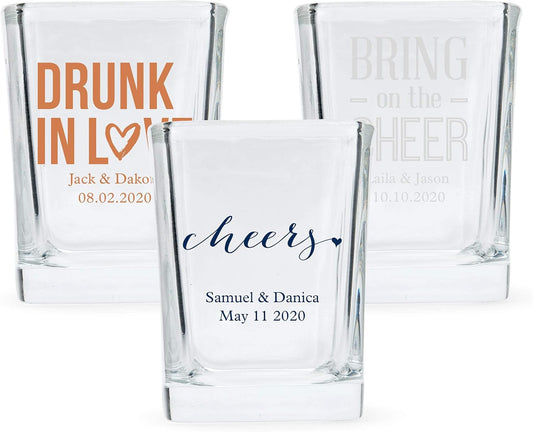 WEDDINGSTAR Personalized 2oz Square Shot Glass Customizable Full Color Print - 180 pack