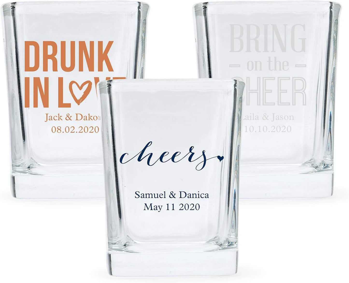 WEDDINGSTAR Personalized 2oz Square Shot Glass Customizable Full Color Print - 36 pack