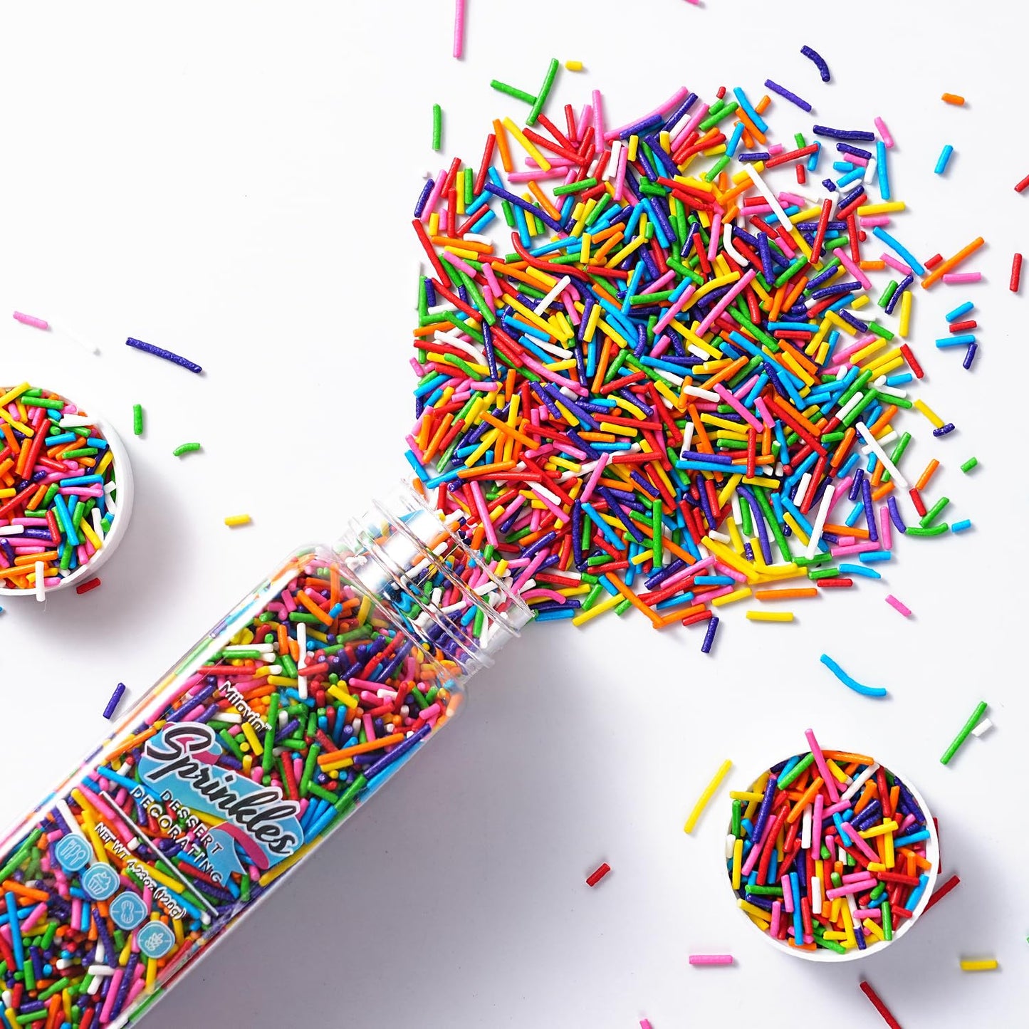 Edible Rainbow Sprinkles for Cake Decorating, 4.23oz Jimmies Sprinkles, Jimmies for Cookies, Cake Decorations, Ice Cream Toppings, Cupcakes(120g)