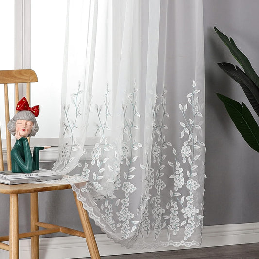 VISIONTEX White Sheer Voile Curtains, Decorative White Embossed Drip Rod Pocket Window Drapes for Home Kitchen, Living Room and Bedroom 54 x 63 Inch, Set of 2 Curtain Panels