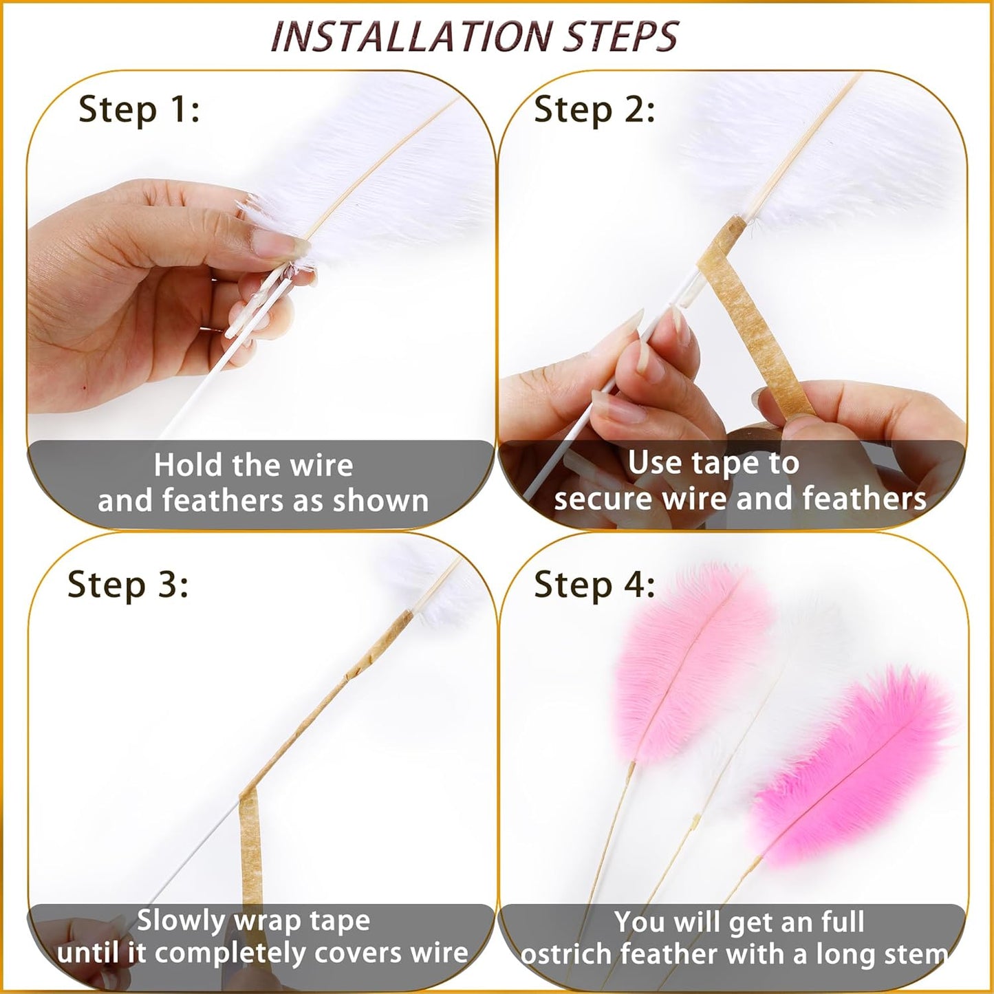 Holmgren Pink White and Light Pink Ostrich Feathers - 20pcs Making Kit 22 Inch Ostrich Feathers Bulk for Vase, Floral Arrangement, Tables Wedding Party Centerpieces and Christmas Home Decorations