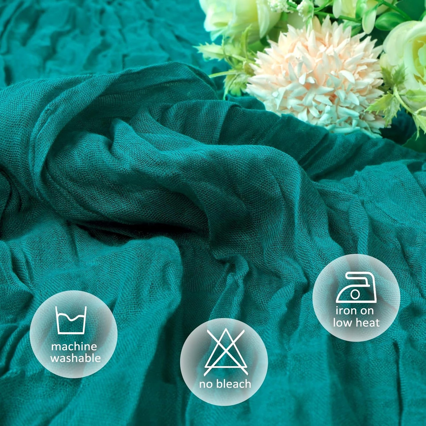 6 Pack Turquoise Cheesecloth Table Runner 10ft Boho Gauze Fabric Cheese Cloth Table Runner 35 x 120 Inch Rustic Sheer for Romantic Wedding Decor Baby Shower Party Table Centerpiece Decoration