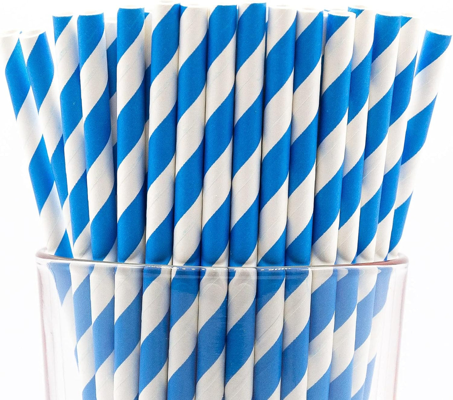 Pack of 900 Sky Blue Swirls Biodegradable 4-Ply Paper Drinking Straws (Compostable, Non-toxic, BPA-free)