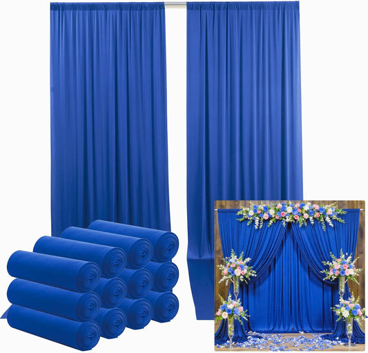60ftx12ft Wrinkle Free Royal Blue Backdrop Curtain, 12 Panels 12FT Height Royal Blue Wedding Backdrop Drapes, Silky Polyester Back Drop Cloth for Birthday Photography Background Party Backdrop Draping