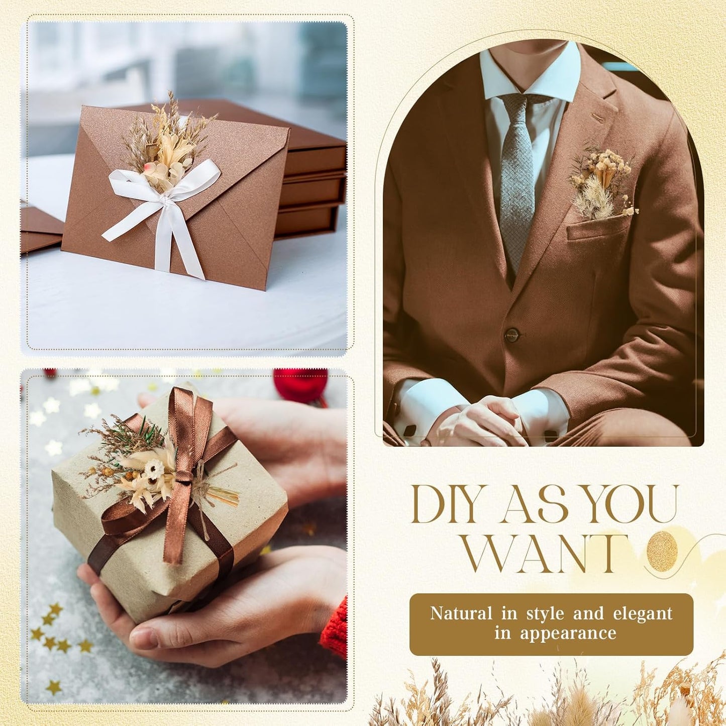 Layhit 12 Pack Boho Dried Flower Bouquet Mini Wedding Handmade Dry Flowers Decor for Vase Crafts DIY Photo Boutonniere for Men Floral Plant for Bridesmaid Gift Birthday Decor