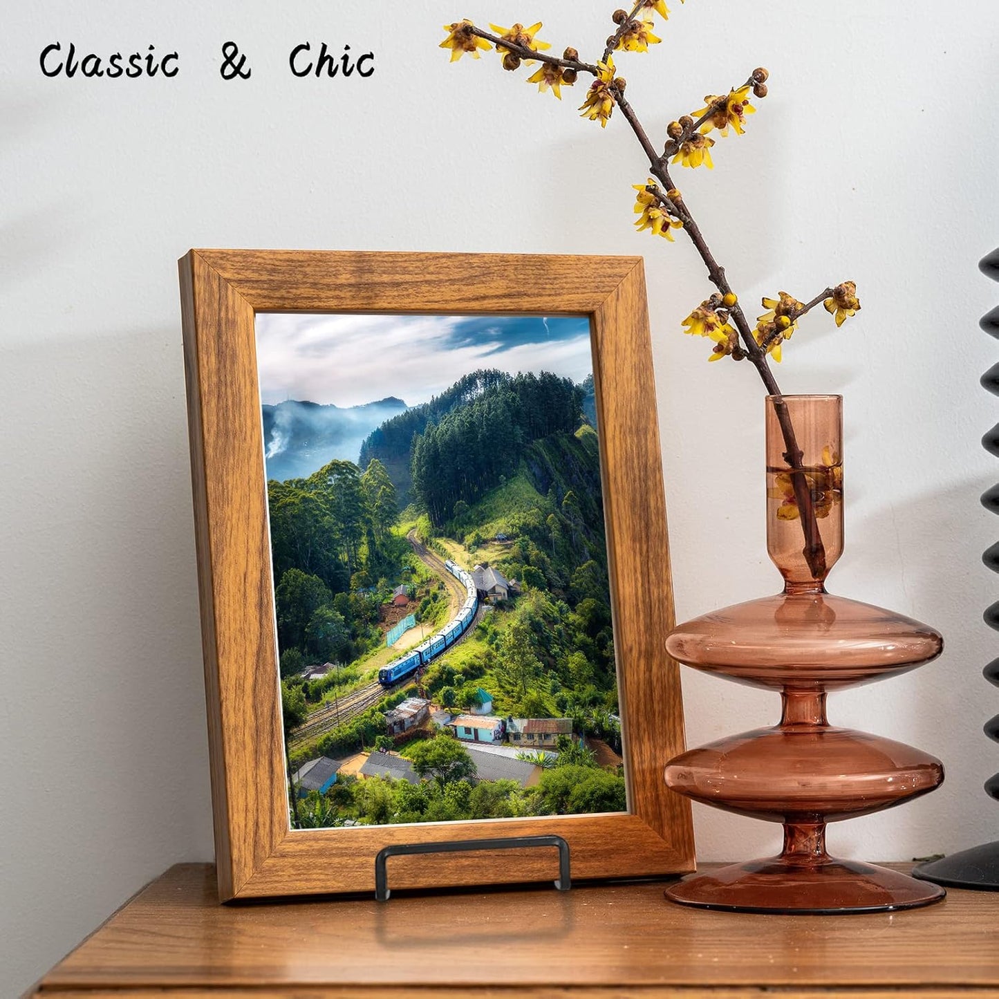 Decolore 4 Pack 8.5 Inch Black Picture Stands for Display Square Plate Holder Display Stand Frame Stand for Picture, Decorative Plate, Photo Easel and Artistic Work