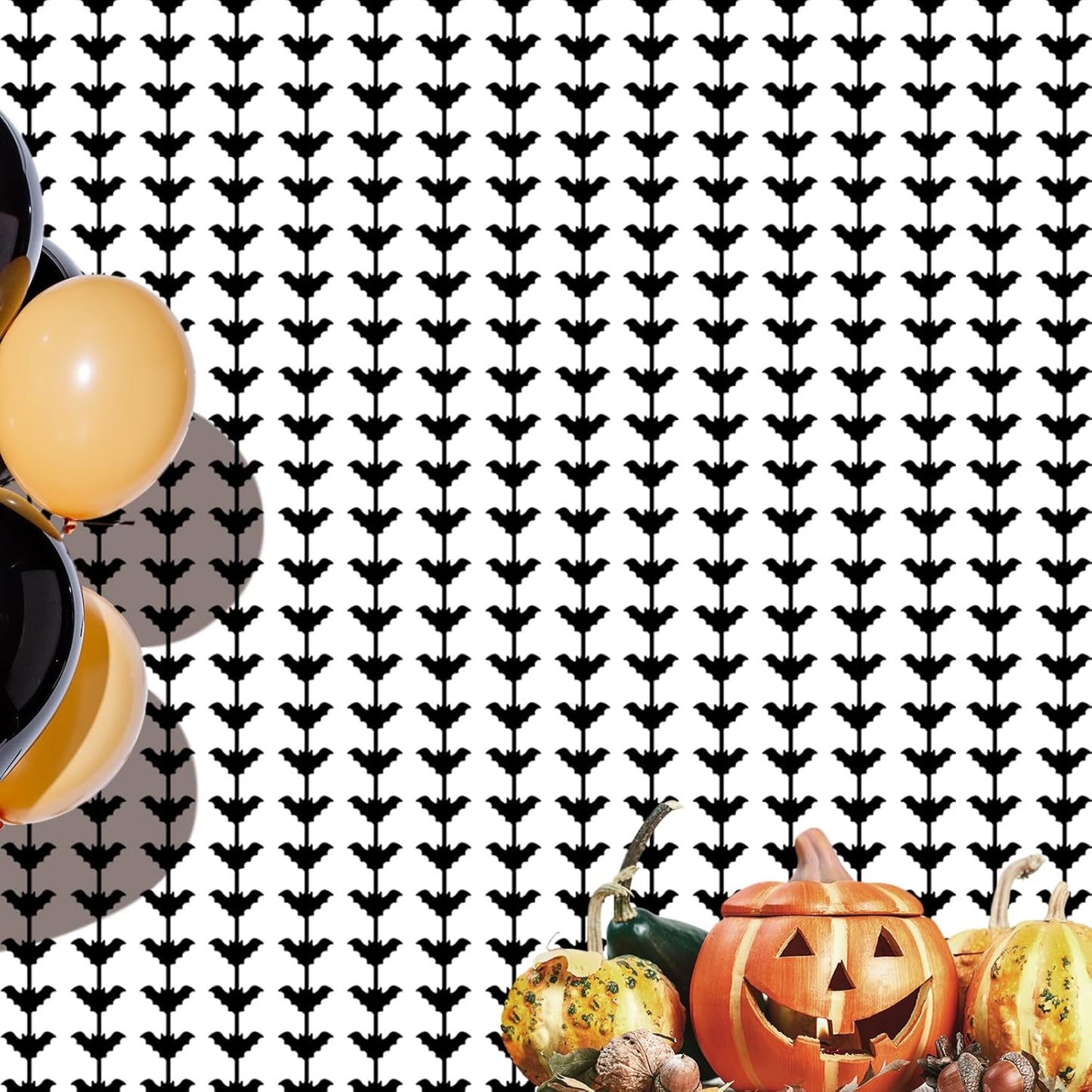 CANREVEL 2 Pack 3.2x6.5 Feet Halloween Foil Fringe Backdrop Curtains, Black Bat Tinsel Streamers Party Decorations, Fringe Backdrop for Wall Door Indoor Outdoor Decorations