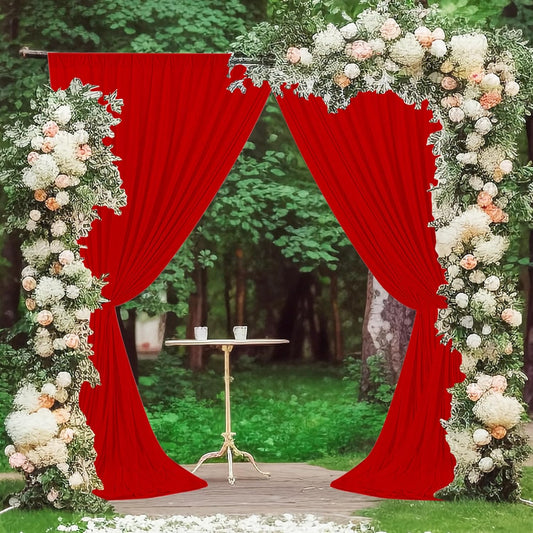 MEETSKY Red Backdrop Curtains for Party Valentine's Day Arch Stage Wedding Ceremony Red Curtains Fabric Photography Backdrop Drapes for BBirthday Party Baby Shower Christmas, 5ft x 10ft, 2 Panels