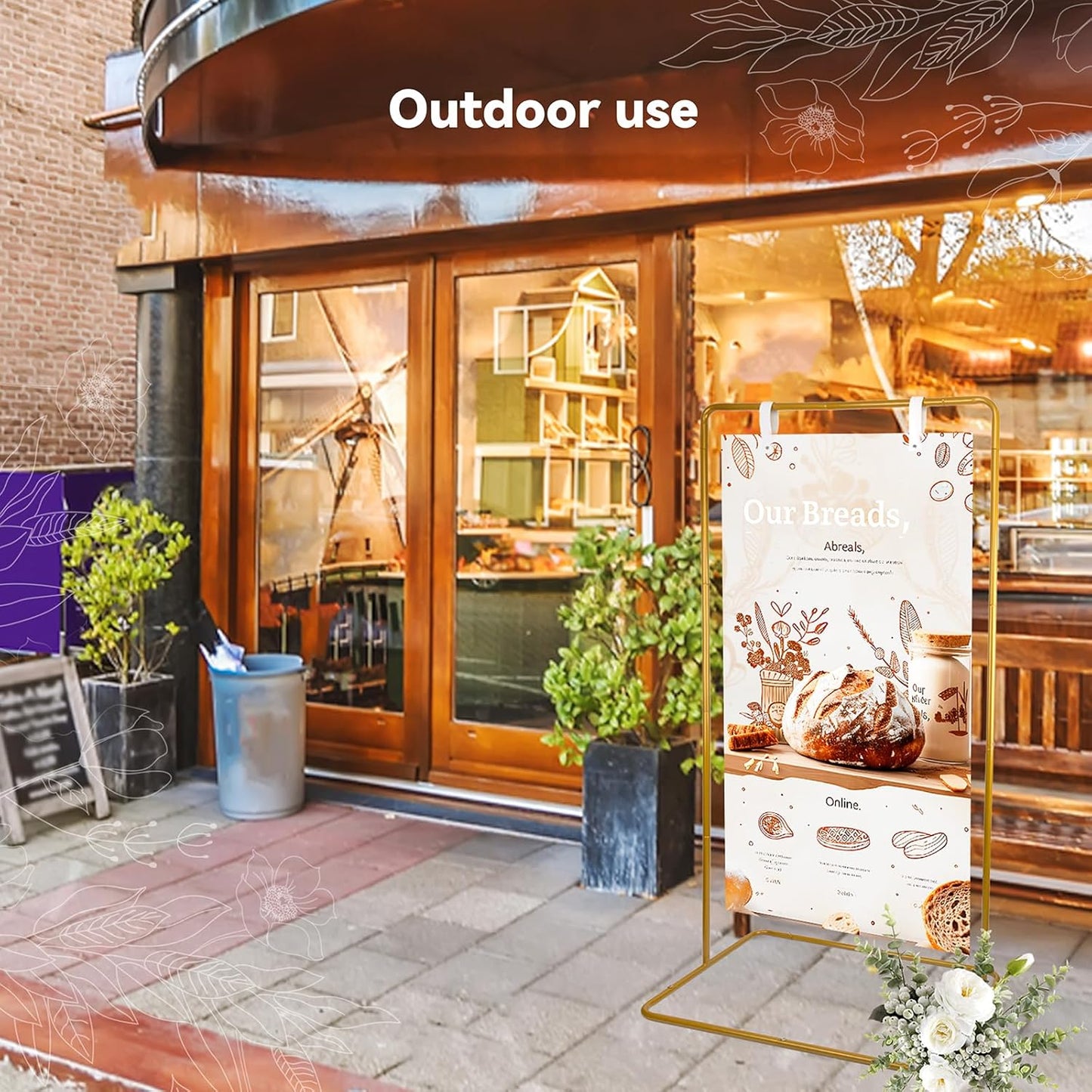 Wedding Sign Holder, Adjustable Welcome Sign Stand w/ Leather Hanging Strap, Satin Ribbon & Carry-on Bag, Heavy Duty Easel Stand for Wedding Seating Chart, Display & Poster (Gold)