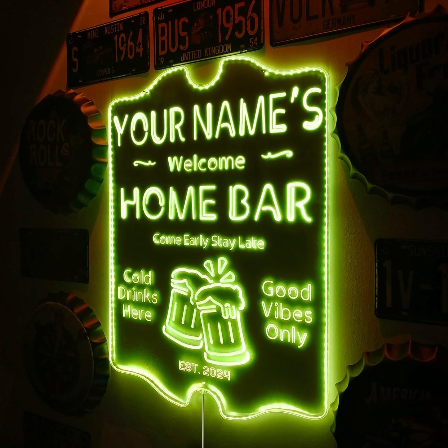 ADVPRO Personalized Your Name Home Bar RGB Dynamic Glam LED Sign - Cut-to-Edge Shape - Smart 3D Decoration - Multicolor Signage st06s64-fnd-p11-tm-c