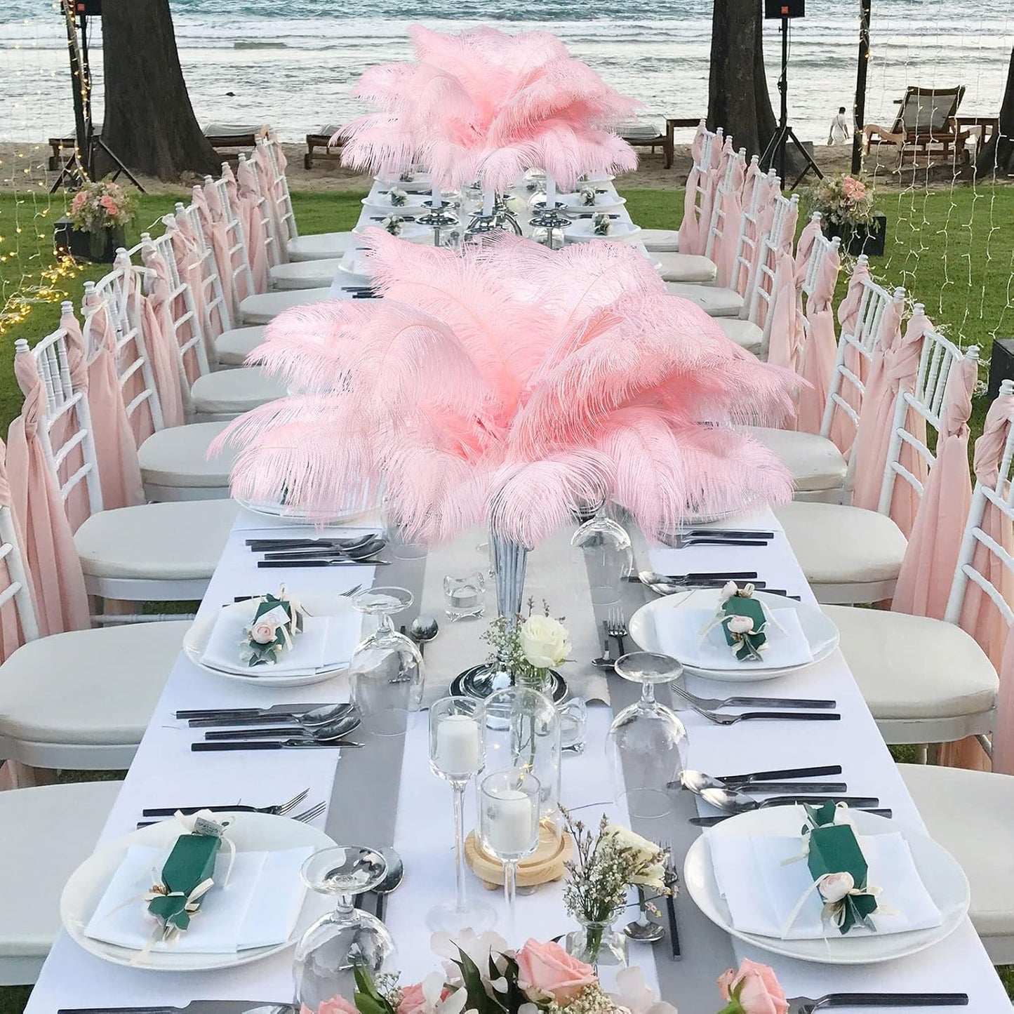 Retrowavy 30 Pcs 18-20 Inch Large Natural Ostrich Feathers Bulk for Centerpieces for Wedding Party Centerpieces Home Decoration Flower Arrangement (Pink)