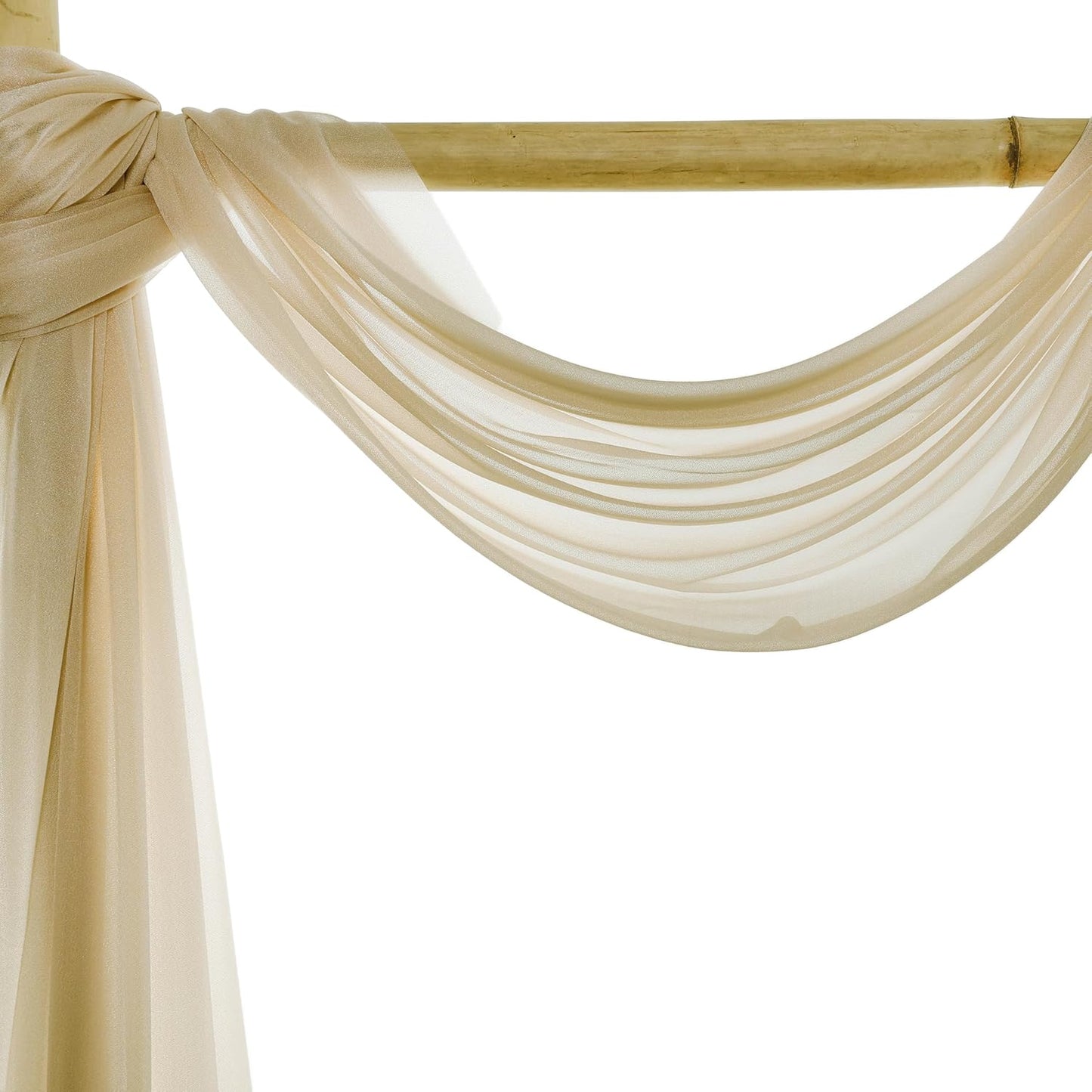 VDS Pack of 1 Panel (30 Inch X 40 Feet) Wedding Arch Draping Fabric Sheer Chiffon Fabric Drapery for Wedding Ceremony Reception Swag Backdrop Canopy Chuppah ARBO Altars Decoration (Champagne)