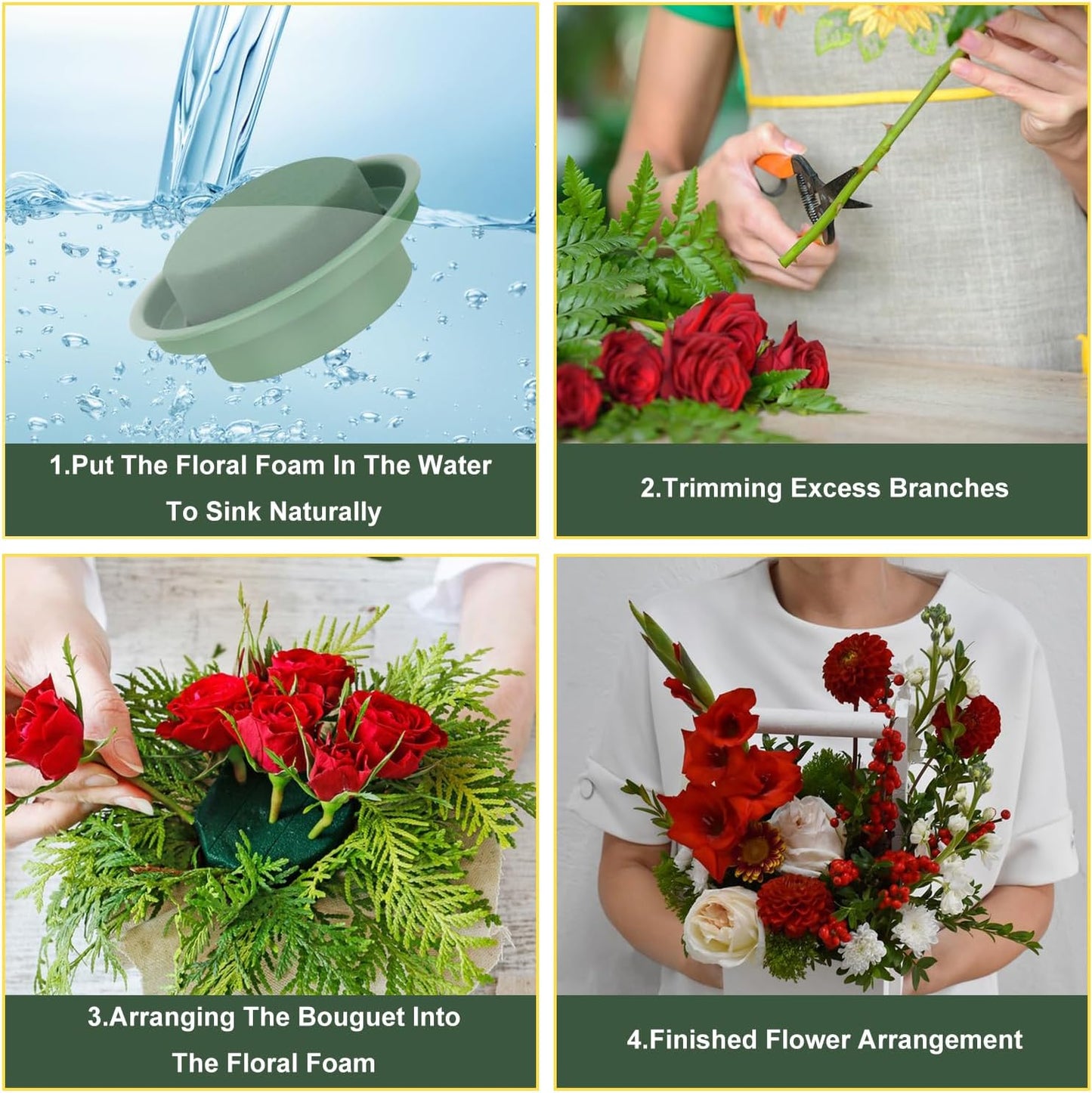 16 Packs Floral Foam with Bowl, Versatile Round Wet Foam for DIY Flower Arrangements and Event Decors - Long-Lasting Green Round Flower Foam Block by IHDYPPEW