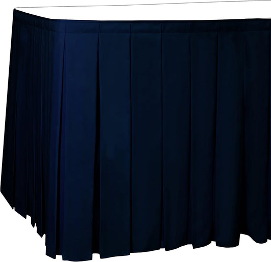 Ultimate Textile Pleat Polyester Fabric Table Skirt - Machine Washable Flame Resistant with Clips for Events, Weddings & Trade Shows, Cut & Sewn in Paterson, NJ - Deep Royal, 7' Box Pleat