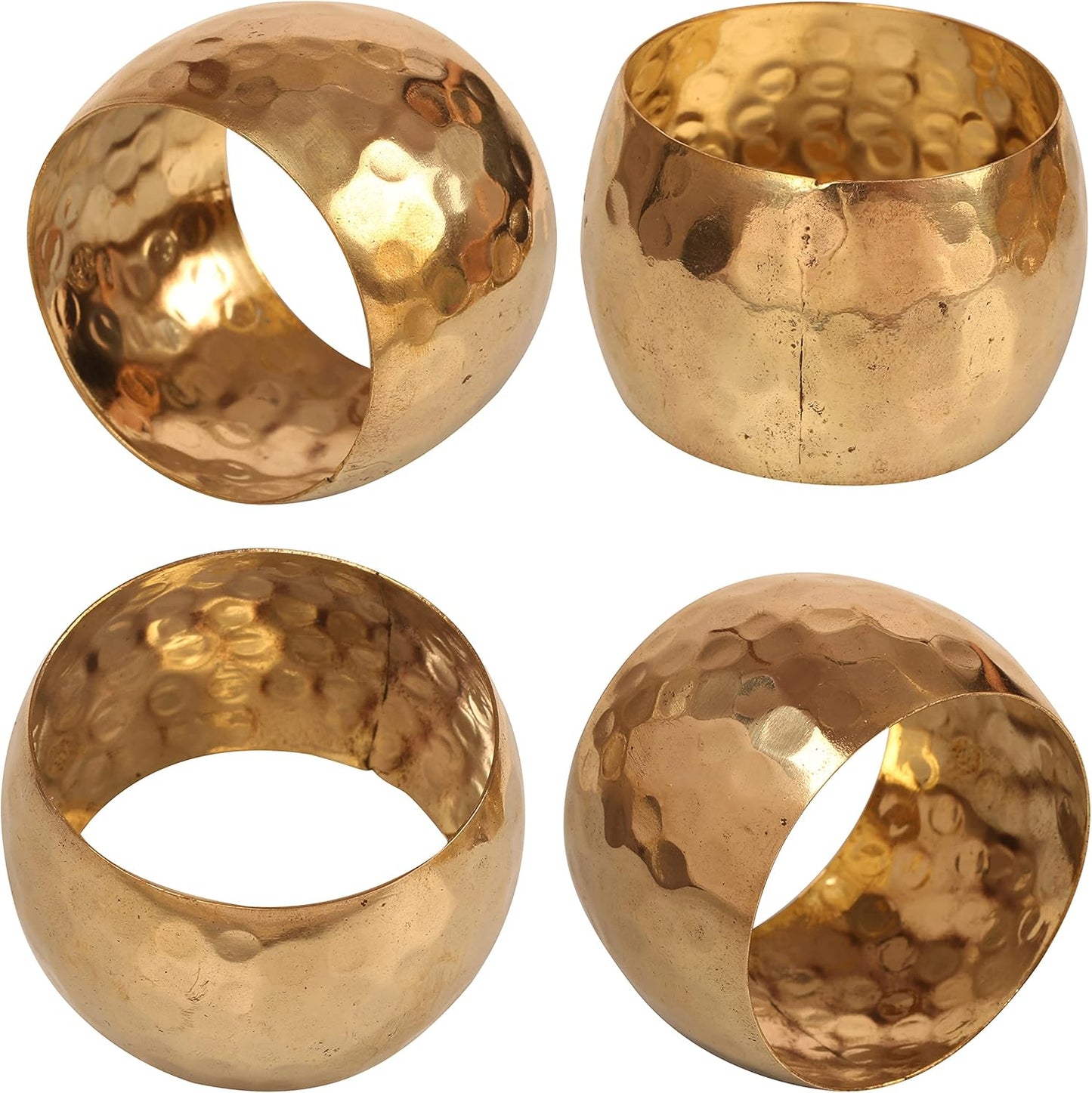 Gorgeous Perfect Hand Hammered Large Size Gold Color Party Dining Table Napkin Holders (Set of 6)