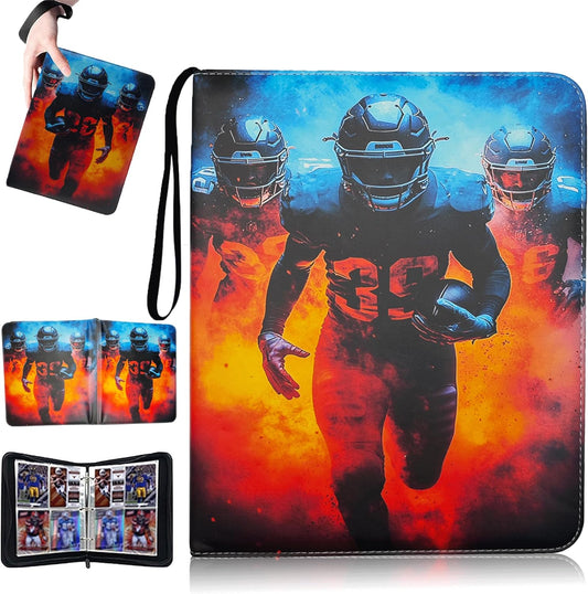 Trading Card Binder 4 Pocket, Pockets Football Card Binder, Premium Double Sided Pocket PU Cover Card Collection Binder for 400 Cards, Card Album for YuGiOh, MTG, TCG, Game Cards & Sports Cards