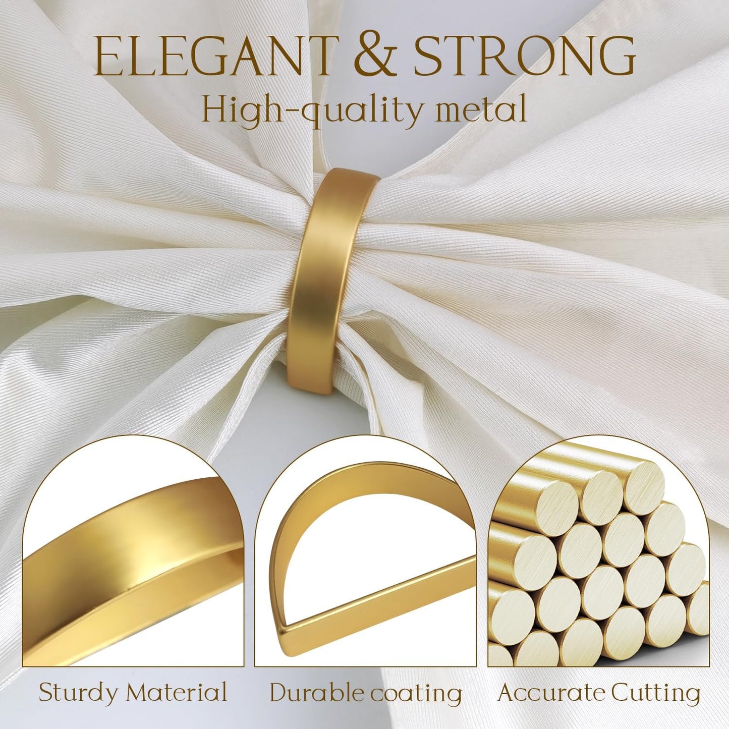 12PCS Gold Napkin Rings, Metal Napkin Rings, Fall Thanksgiving Christmas Table Decorations, Wedding, Banquet, Party, Easter Table Napkin Decorations