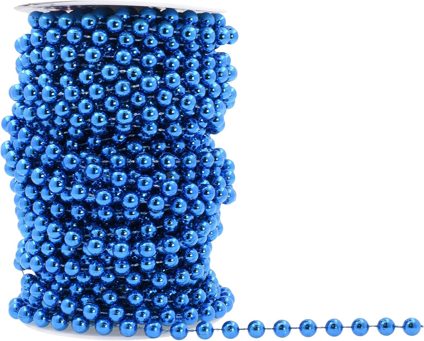 Mandala Crafts 10mm Faux Blue Pearl Beads Roll - 11 Yards Strand of Fake Pearls Chain Garlands Spool String for Christmas Tree, Wedding, Party, Vases, DIY Decoration