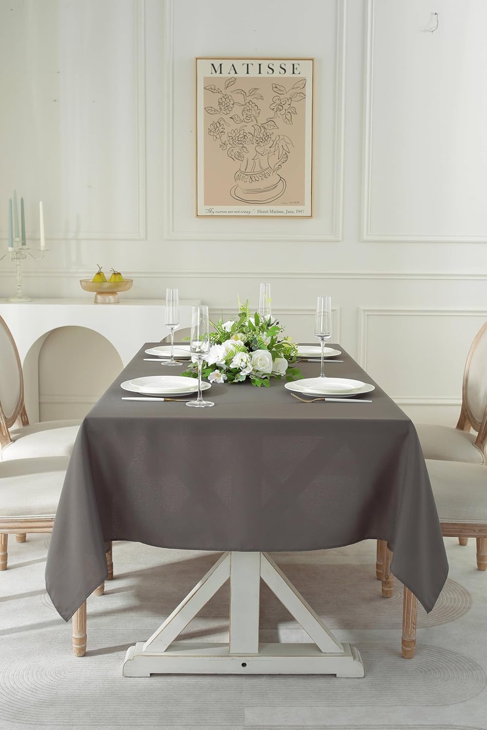 Craft And Party Rectangle Tablecloth, 60 x 126 Inch Charcoal, 8ft Washable Polyester Fabric Tablecloth for Home, Party, Wedding or Restaurant Use