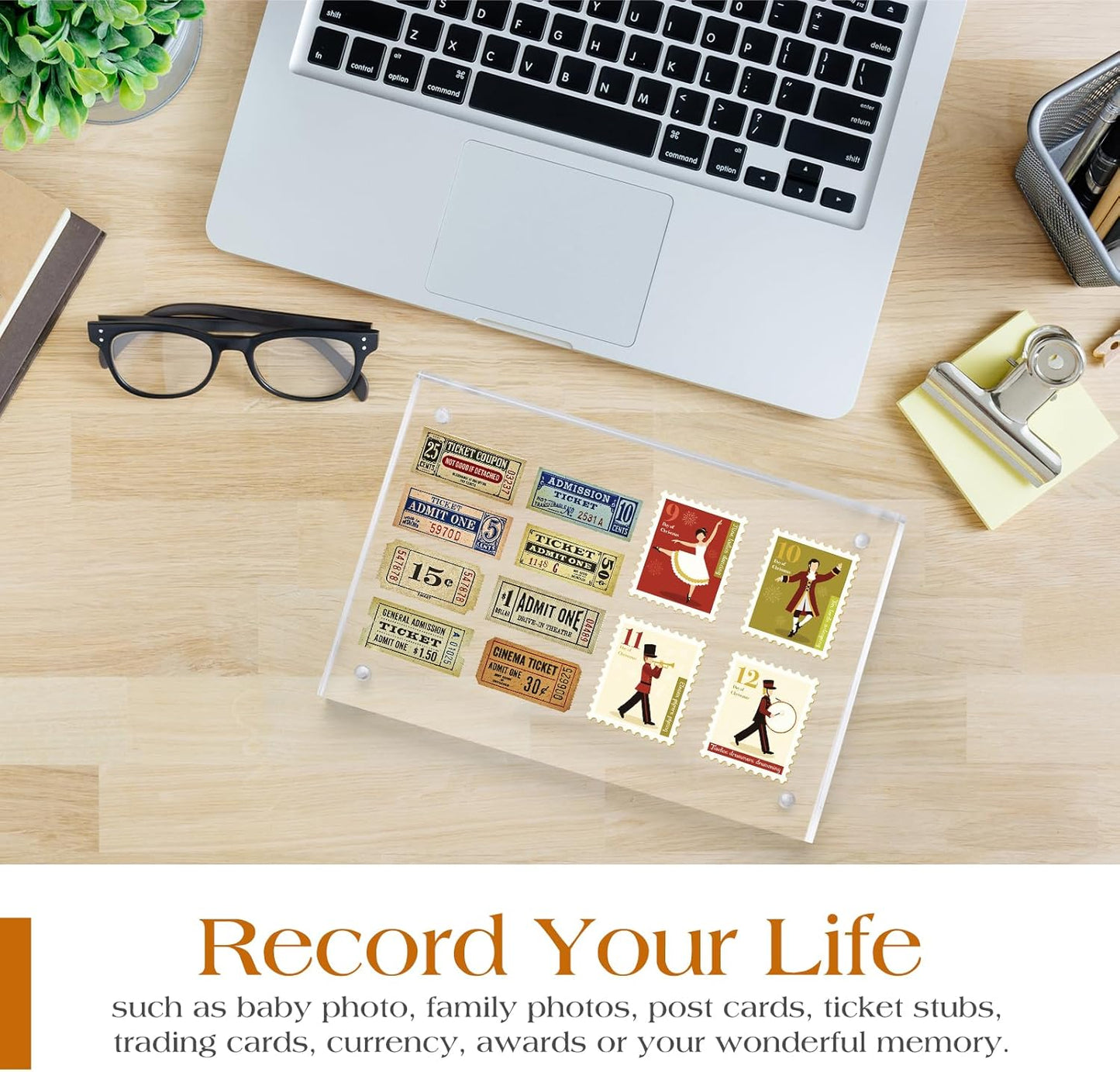 TWING 6 PACK Acrylic Picture Frame 5 x 7 Inch Acrylic Photo Frame,Horizontal Magnet Lucite Double Sided Frames, 10+10MM Clear Picture Frame Ideal Gifts