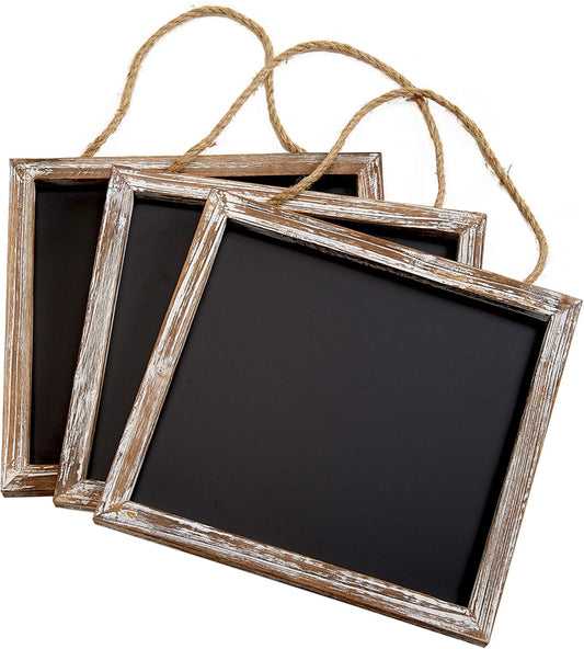 Barnyard Designs Magnetic Hanging Chalkboard Sign – Rustic Decorative Display Presentation Board for Office, School Supplies, Kitchen, Restaurant, Weddings and More, 11” x 10” (3 Pack)