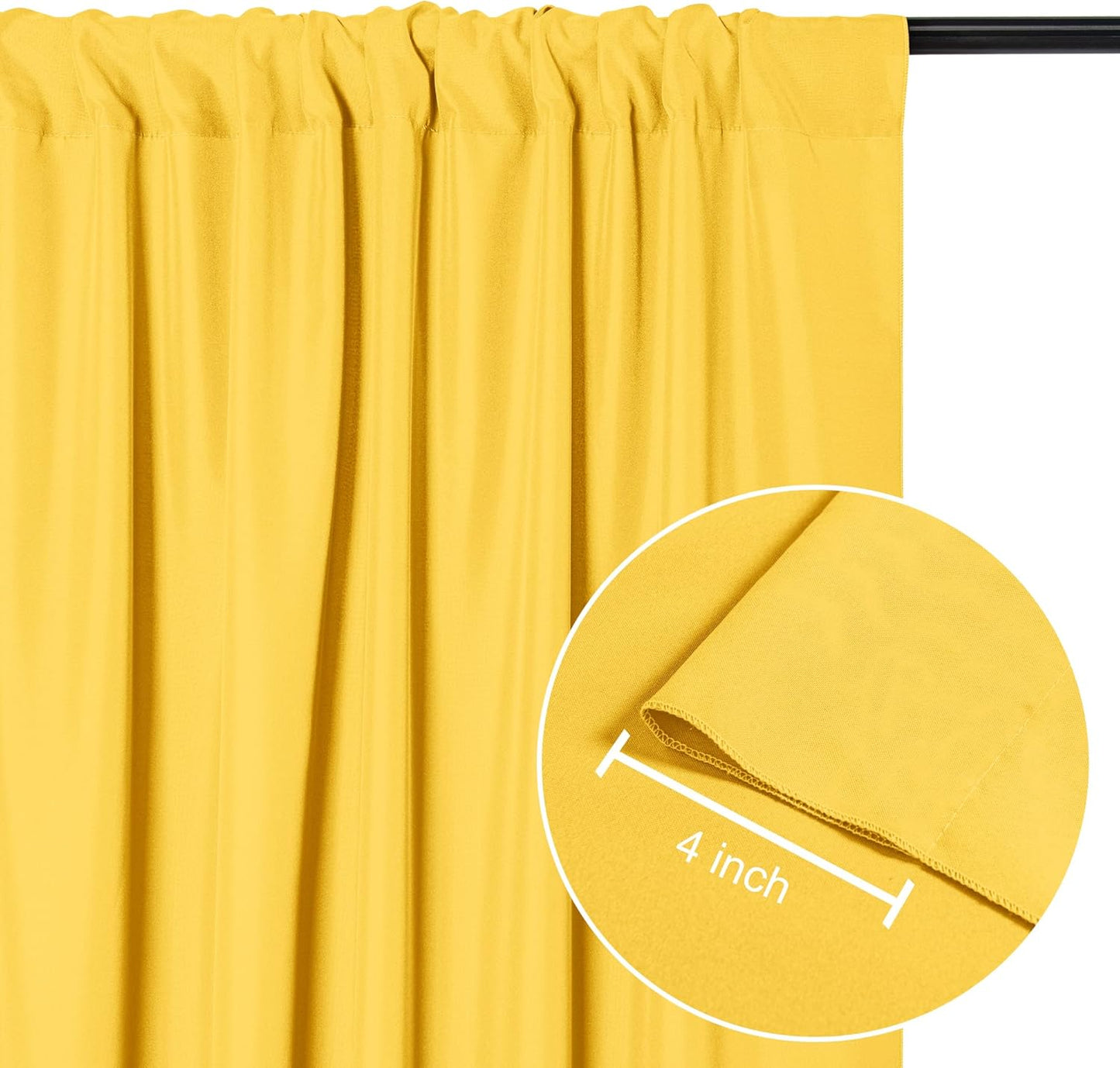 DWCN 10x10 FT Backdrop Curtains for Parties, Photography Backdrop Drapes with Rod Pockets for Wedding Decorations Stage Birthday Family Gatherings, 2 Panels 5ft x 10ft, Yellow