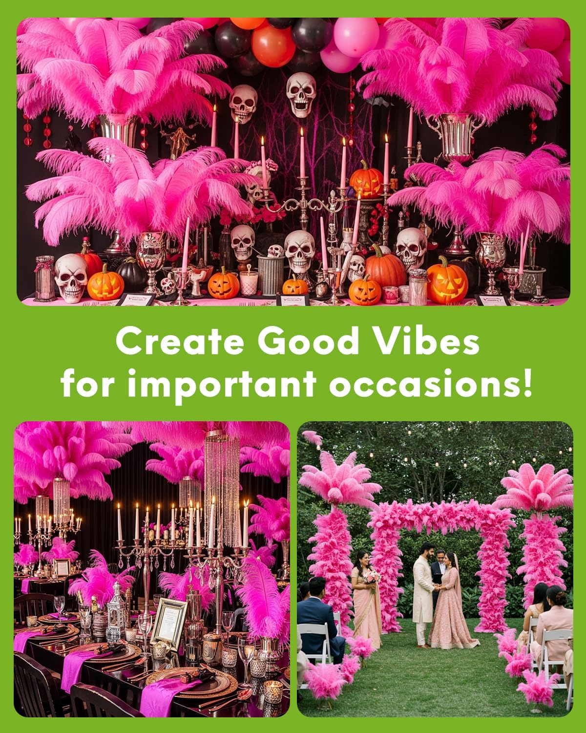 NEWONG 30pcs Hot Pink Ostrich Feathers Natural Bulk 9-12inch(23-30cm) Vase Craft Wedding Home Party Centerpieces Christmas Day Decoration