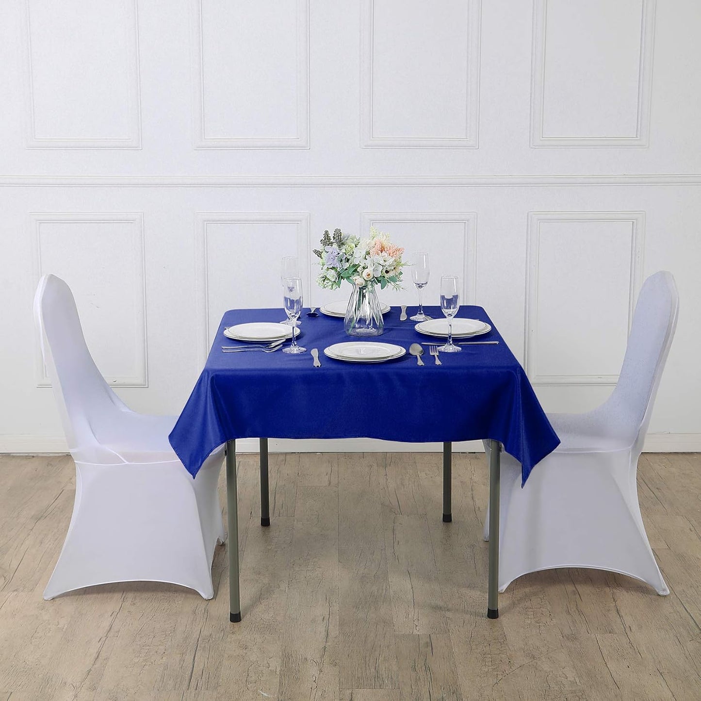 Cupuamon Square Tablecloth 70x70 inch Washable Polyester Fabric Table Cloth for Wedding Party Dining Banquet Decoration（70x70,Royal Blue）