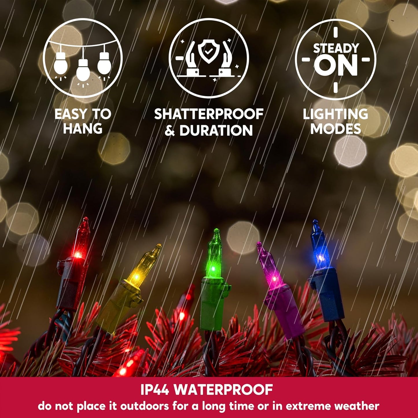 Joiedomi Multicolor Christmas String Lights,200(2x100) 42.6FT Christmas Fairy Tree Lights Plug in for Indoor Outdoor Xmas Decorations Patio Holiday Theme Party Yard House,Green Wire