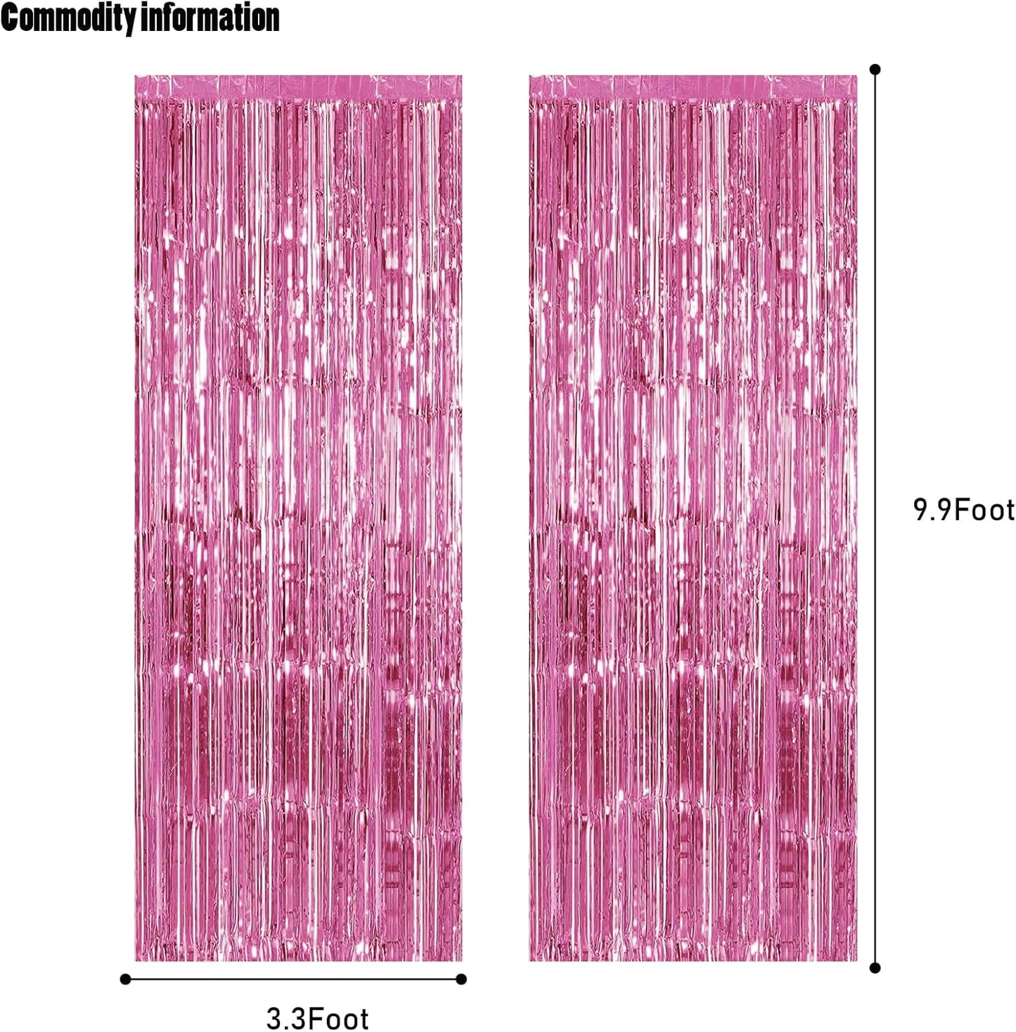 CANREVEL 2 Pack 3.3x8.2 Feet Pink Foil Fringe Backdrop Curtains, Tinsel Streamers Birthday Party Decorations, Fringe Backdrop for Girl Princess Bachelorette Euphoria Theme Party